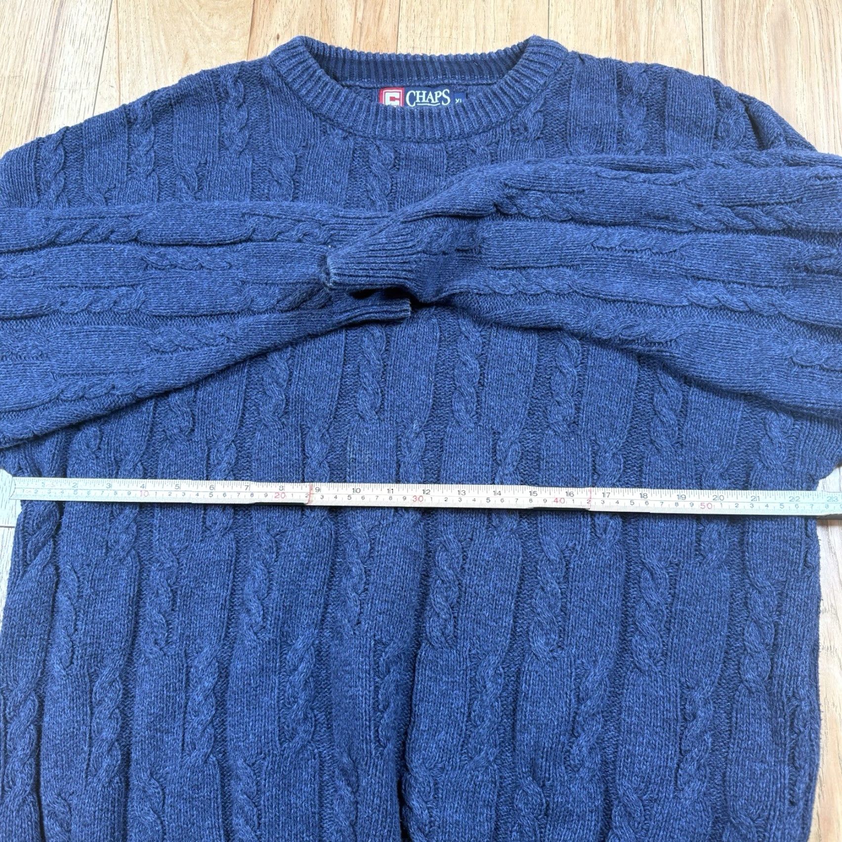 Ralph Lauren VINTAGE Ralph Lauren Sweater Mens XL Cable-Knit Logo Pullover Blue 90s USA Made Cotton Crest Knit Grandpa Classic Size US XL / EU 56 / 4 - 6 Thumbnail