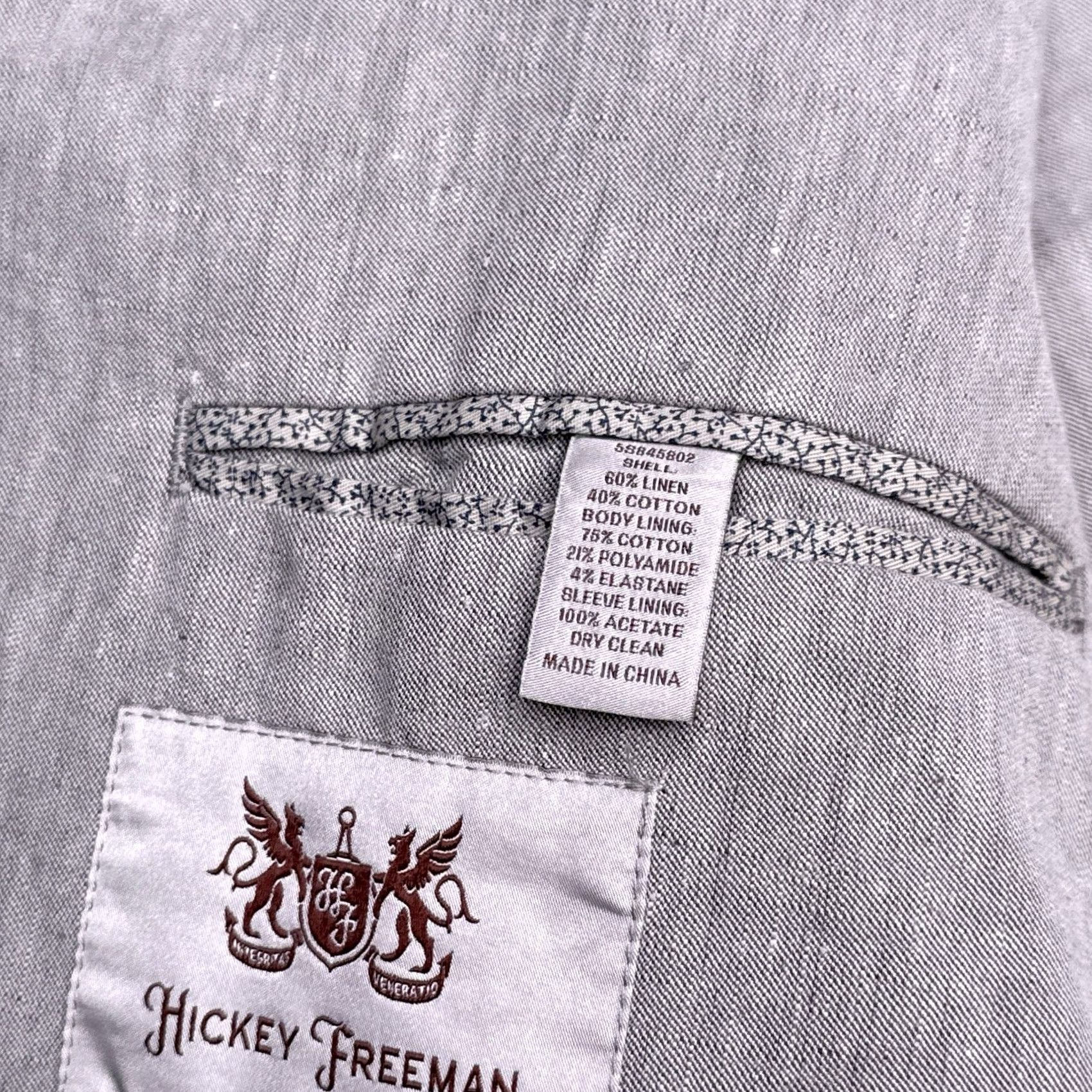 Vintage Hickey Freeman Linen Sport Coat 44 Gray Blazer Men Regular Two-Button Knit Pattern Solid Vintage No Size 44R - 5 Thumbnail