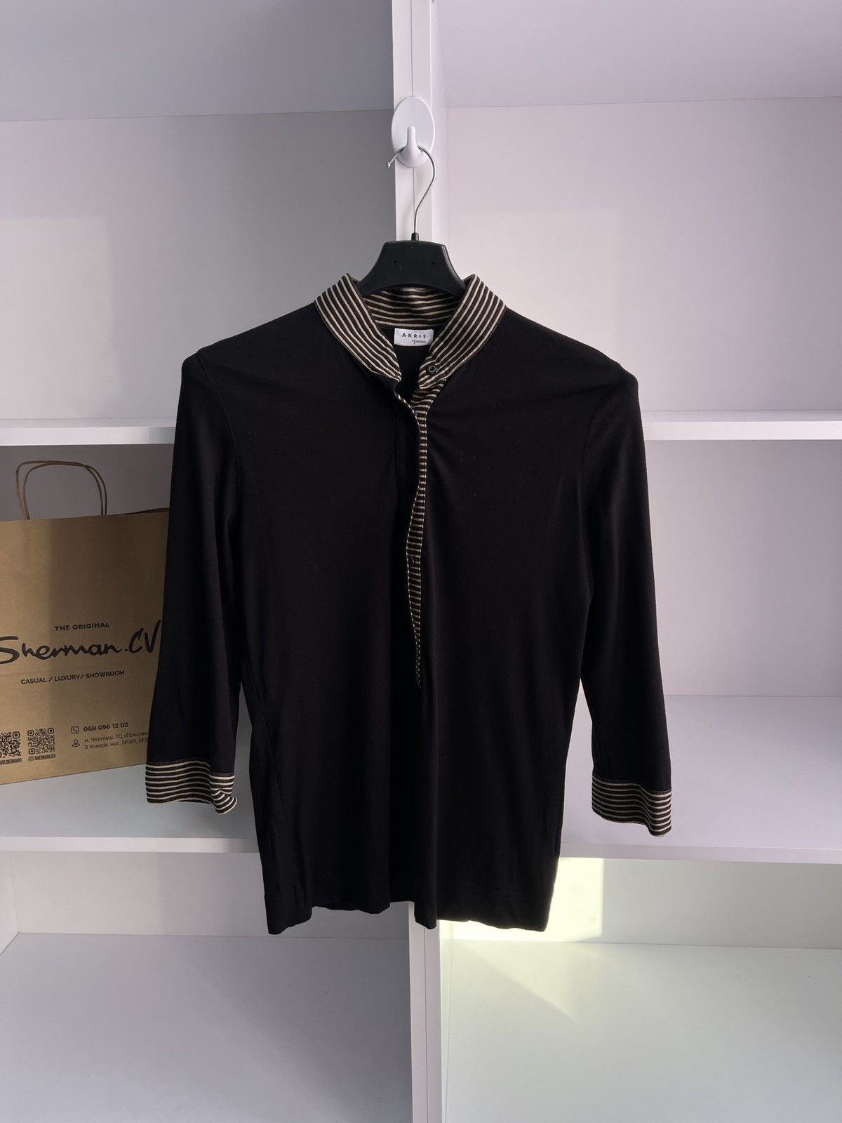 Akris × Designer × Vintage Vintage Akris Women’s Black Designer Blouse Size XL / US 12-14 / IT 48-50 - 5 Thumbnail