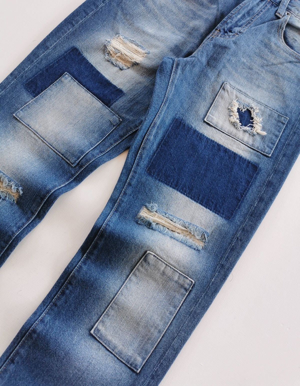 Japanese Brand Lowry Farm Japan Patchwork Ankle Denim Jeans Size 29" - 2 Thumbnail