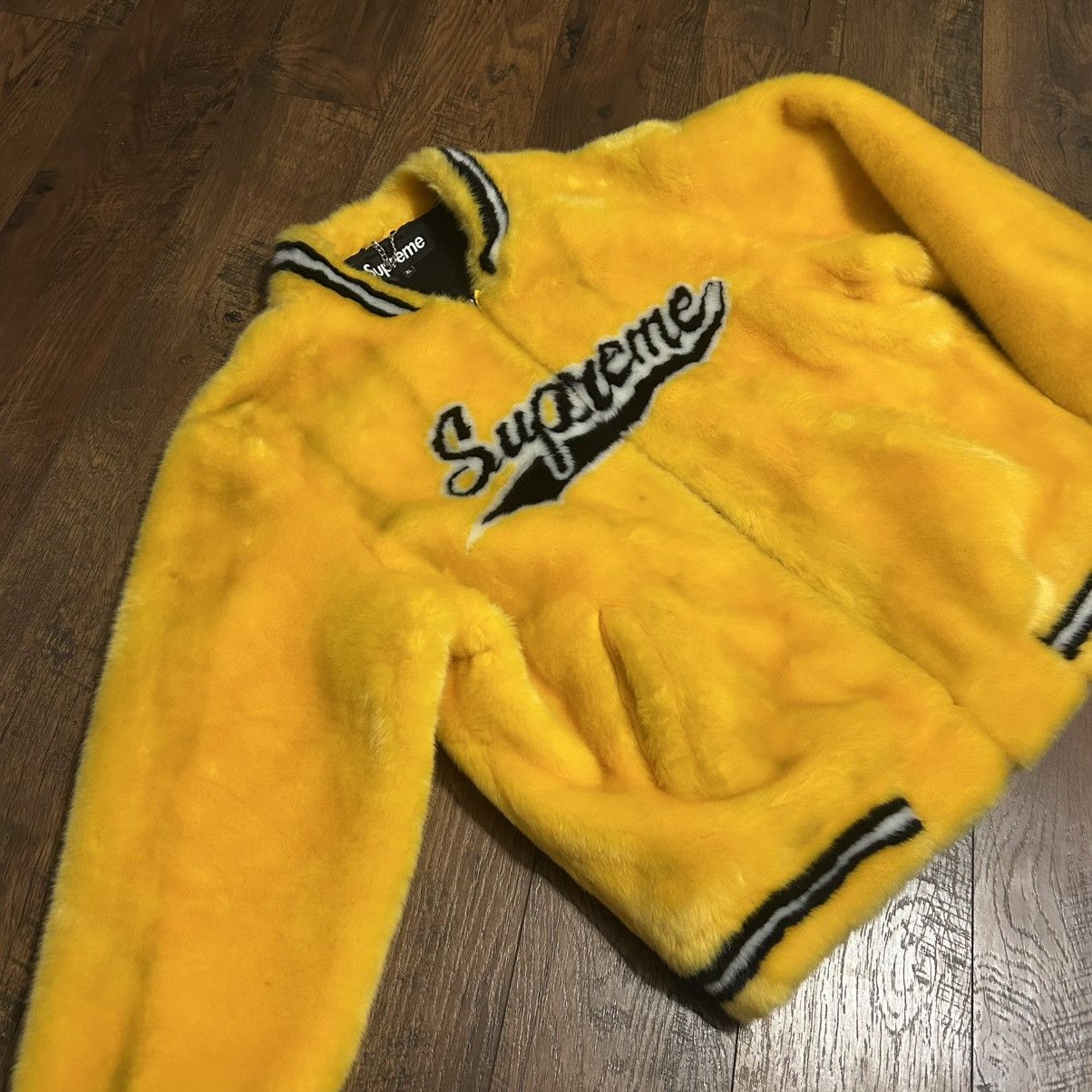 Supreme Supreme SS20 Faux Fur Varsity Jacket Yellow Size US XL / EU 56 / 4 - 2 Thumbnail