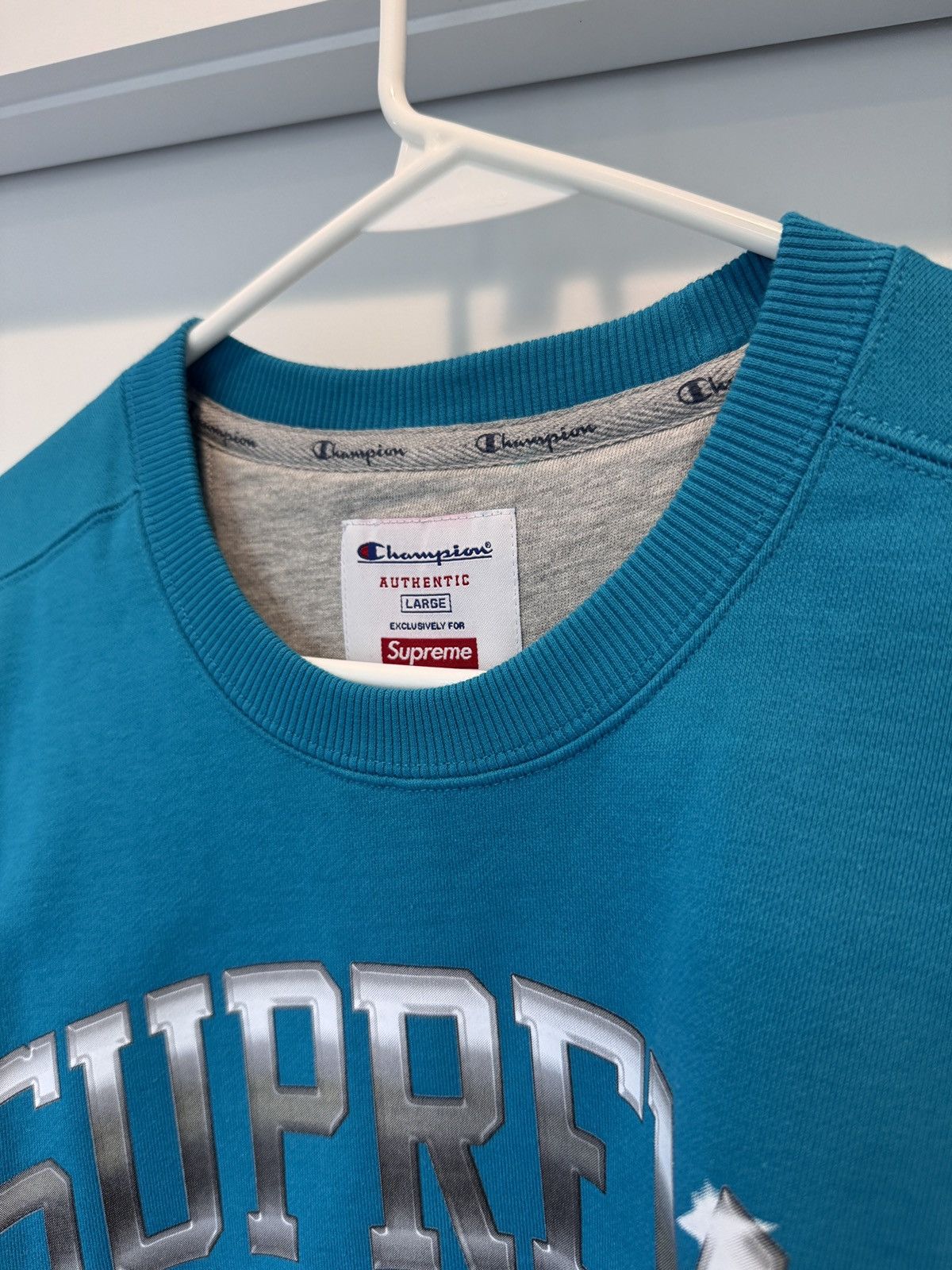 Supreme Supreme Champion Chrome Blue Crewneck Sweater Size L NEW Size US L / EU 52-54 / 3 - 6 Thumbnail