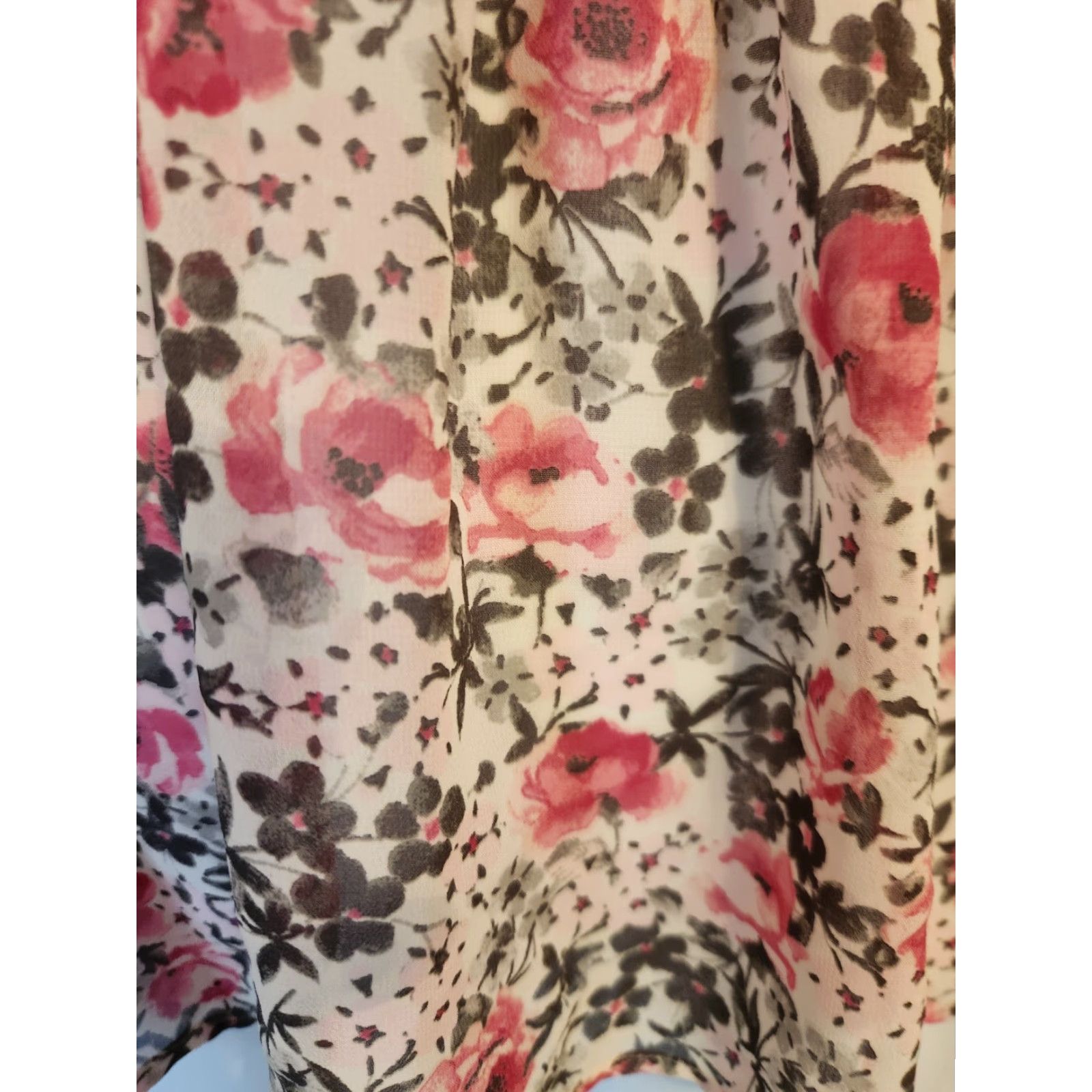 Torrid Torrid Blouse Shirt Floral Pink Round Neck Short Sleeve Smocked Elastic Waist Ruffle Top 0X Plus Women Size XL / US 12-14 / IT 48-50 - 5 Thumbnail