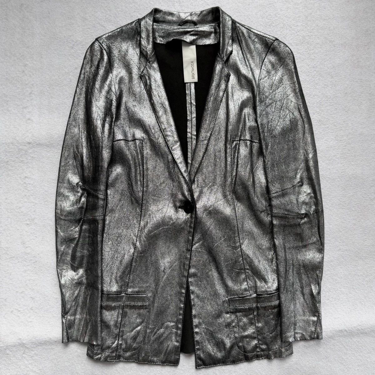 Giorgio Brato 2000s Bratovich (By Giorgio Brato) Glitter Leather Blazer Size M / US 6-8 / IT 42-44 - 1 Thumbnail