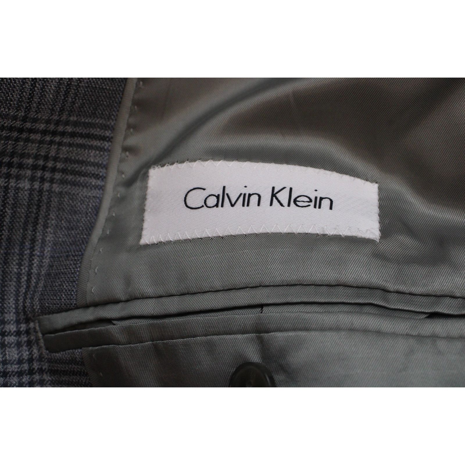 Calvin Klein Calvin Klein Blazer Mens 44R Plaid 2 Button Notch Lapel Wool Size 44R - 7 Thumbnail
