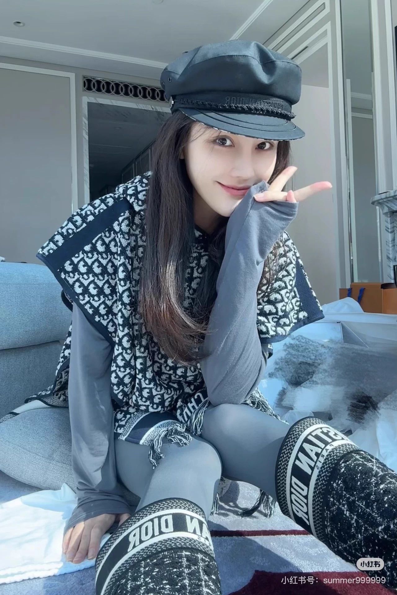 Dior Dior Black Logo Greek Newsboy Cap 59 Size Size ONE SIZE - 6 Thumbnail