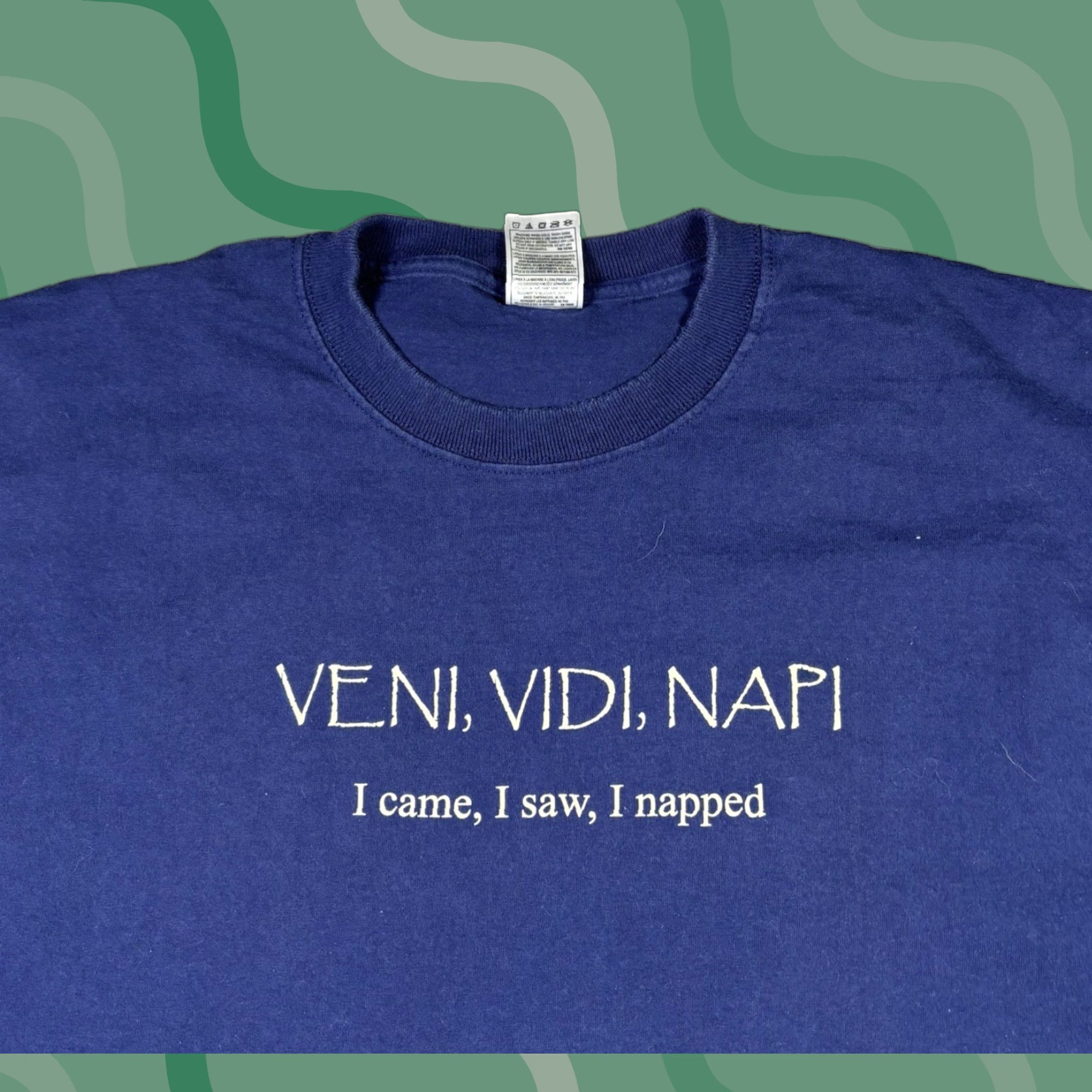 Fruit Of The Loom VINTAGE I Came I Saw I Napped Funny Quote T Shirt Adult XL Blue Cotton Fruit of the Loom Mens Short Sleeve Round Neck Graphic Print Size US XL / EU 56 / 4 - 1 Thumbnail