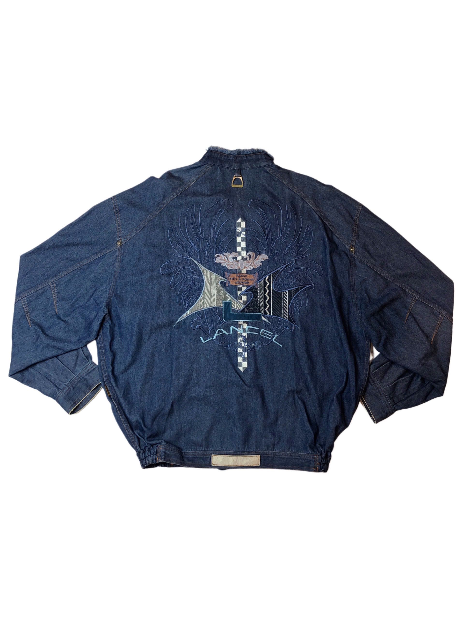 Lancel Lanceel Paris Embroidered Denim Bomber Jacket Size US L / EU 52-54 / 3 - 2 Thumbnail