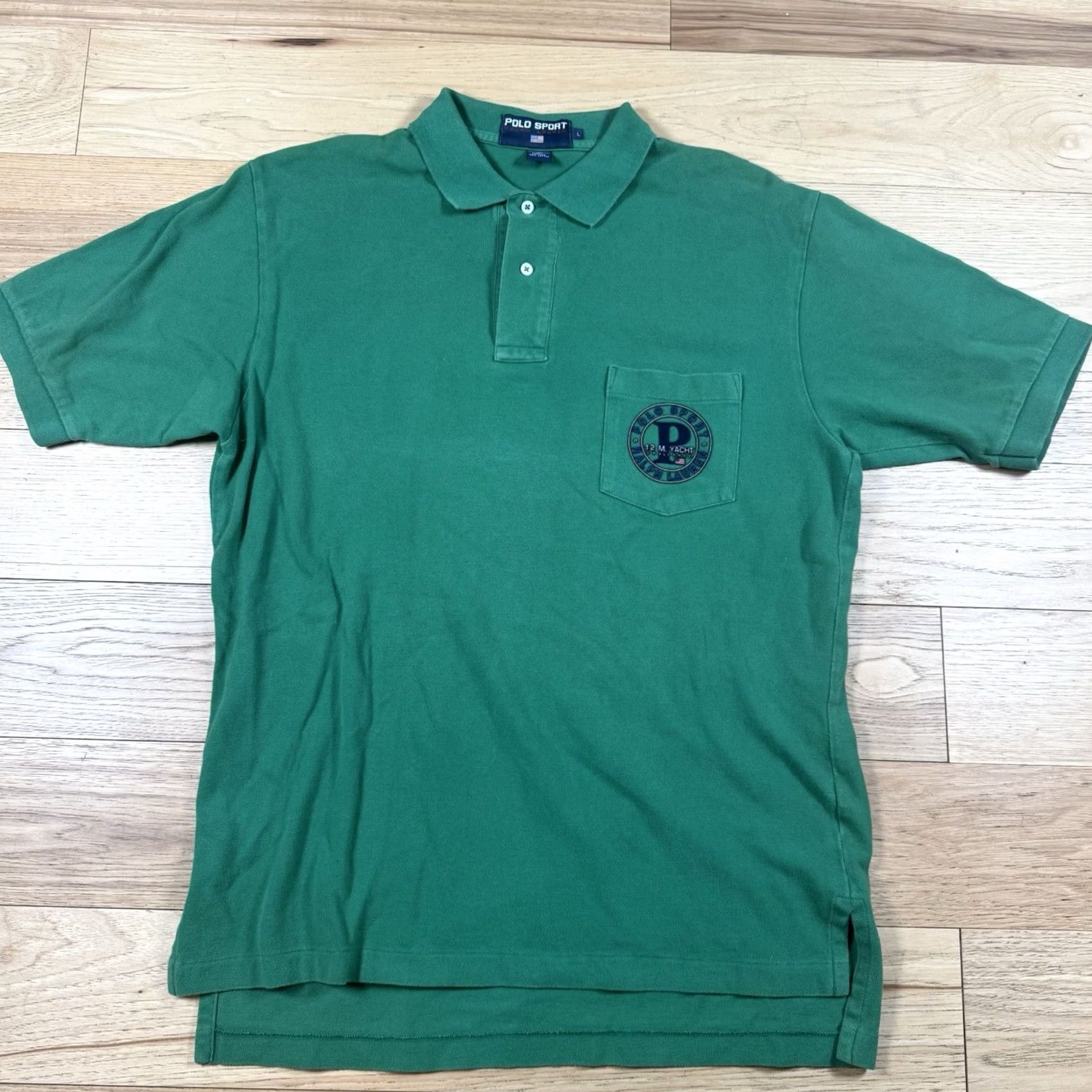 Ralph Lauren VINTAGE Polo Sport Ralph Lauren Shirt Mens Large Green Yacht Pocket Embroidery Rugby Sports Mens L Green Polo Shirt Size US L / EU 52-54 / 3 - 2 Thumbnail