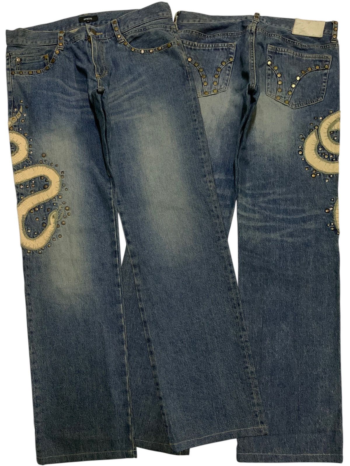 14th Addiction PRIGS SNAKE STUDDED PUNK JAPANESE DISTRESSED DENIM Size US 32 / EU 48 - 1 Thumbnail
