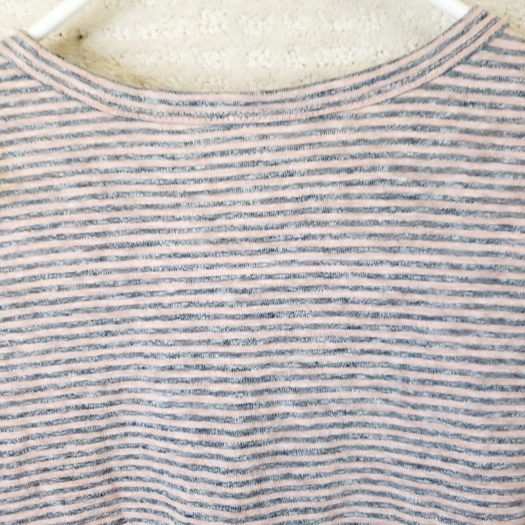 Vintage ROWM Shirt Men L Gray Peach Striped Crew Neck Short Sleeve Cotton Knit T-Shirt, Regular, All Seasons, Easy Care, Rowm Labels & Logos Size US L / EU 52-54 / 3 - 7 Thumbnail