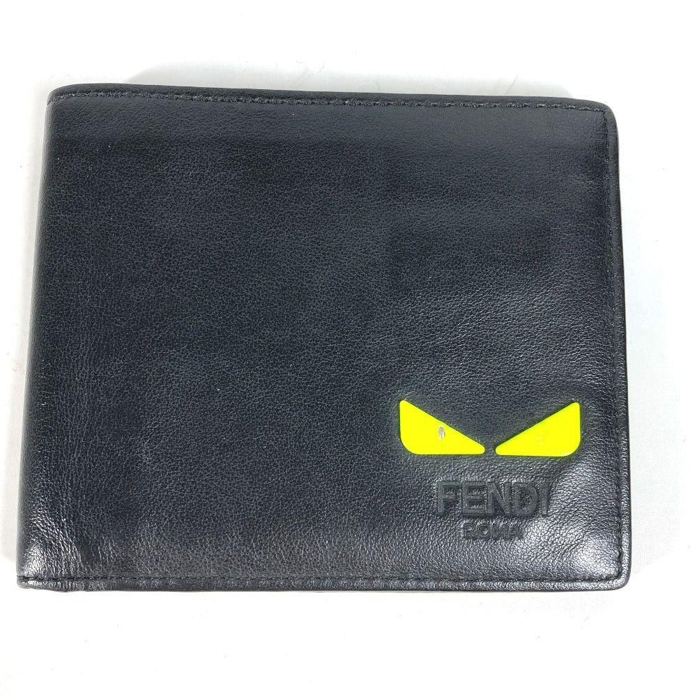 Fendi 7M0266 Billfold Monster Bugs Compact Wallet Bi-Fold Leather Men