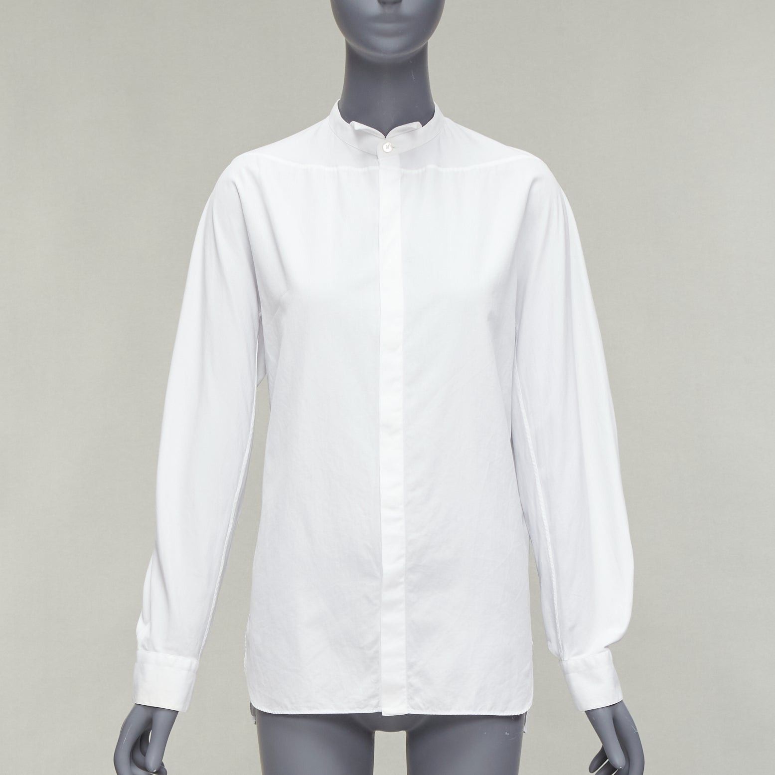Lanvin LANVIN white 100% cotton bow tie collar plain dress shirt EU37 XS Size US S / EU 44-46 / 1 - 1 Thumbnail