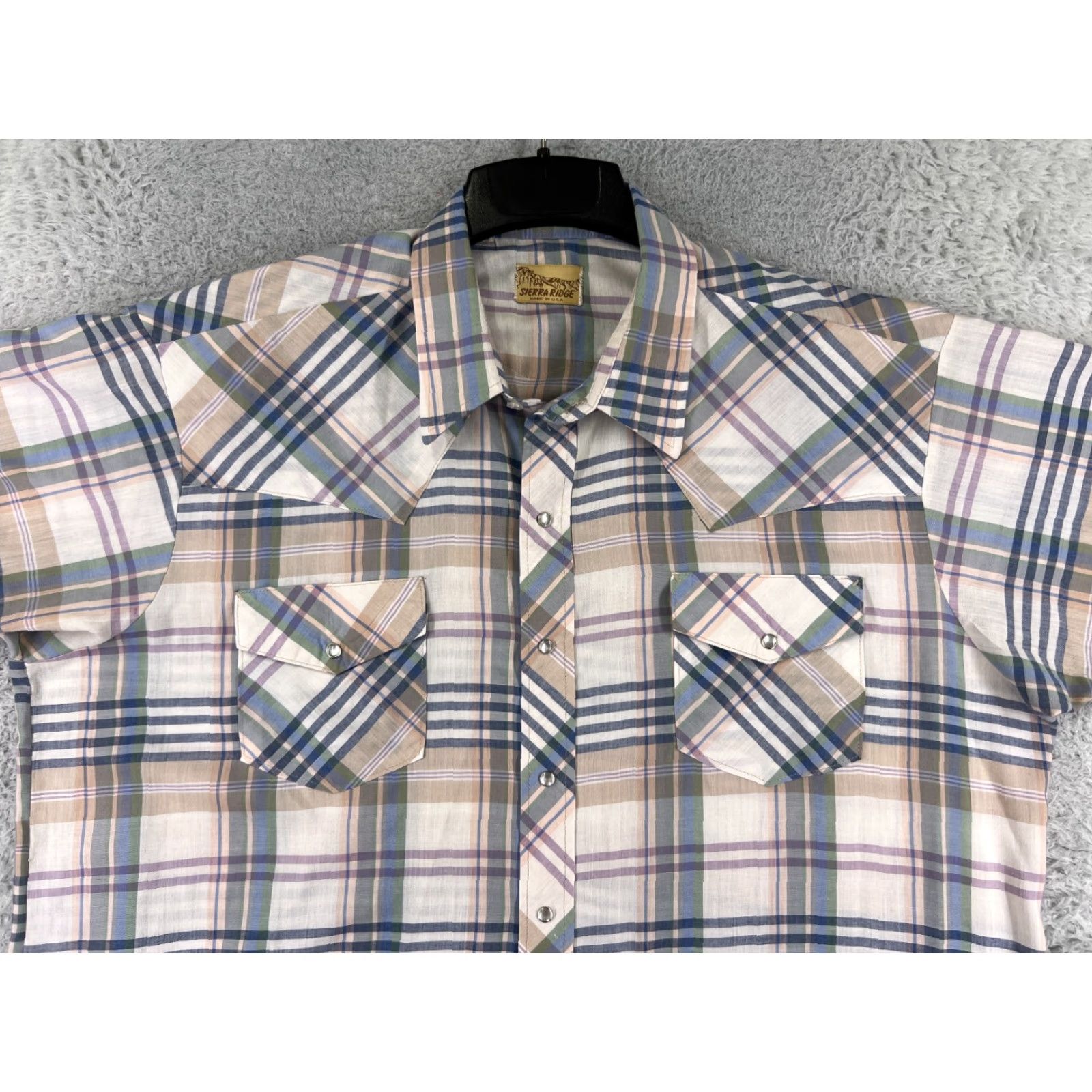 Vintage Sierra Ridge Shirt Mens 2XL XXL Blue Beige Purple Plaid Pearl Snap Western Button-Up Casual Workwear Size US XXL / EU 58 / 5 - 6 Thumbnail