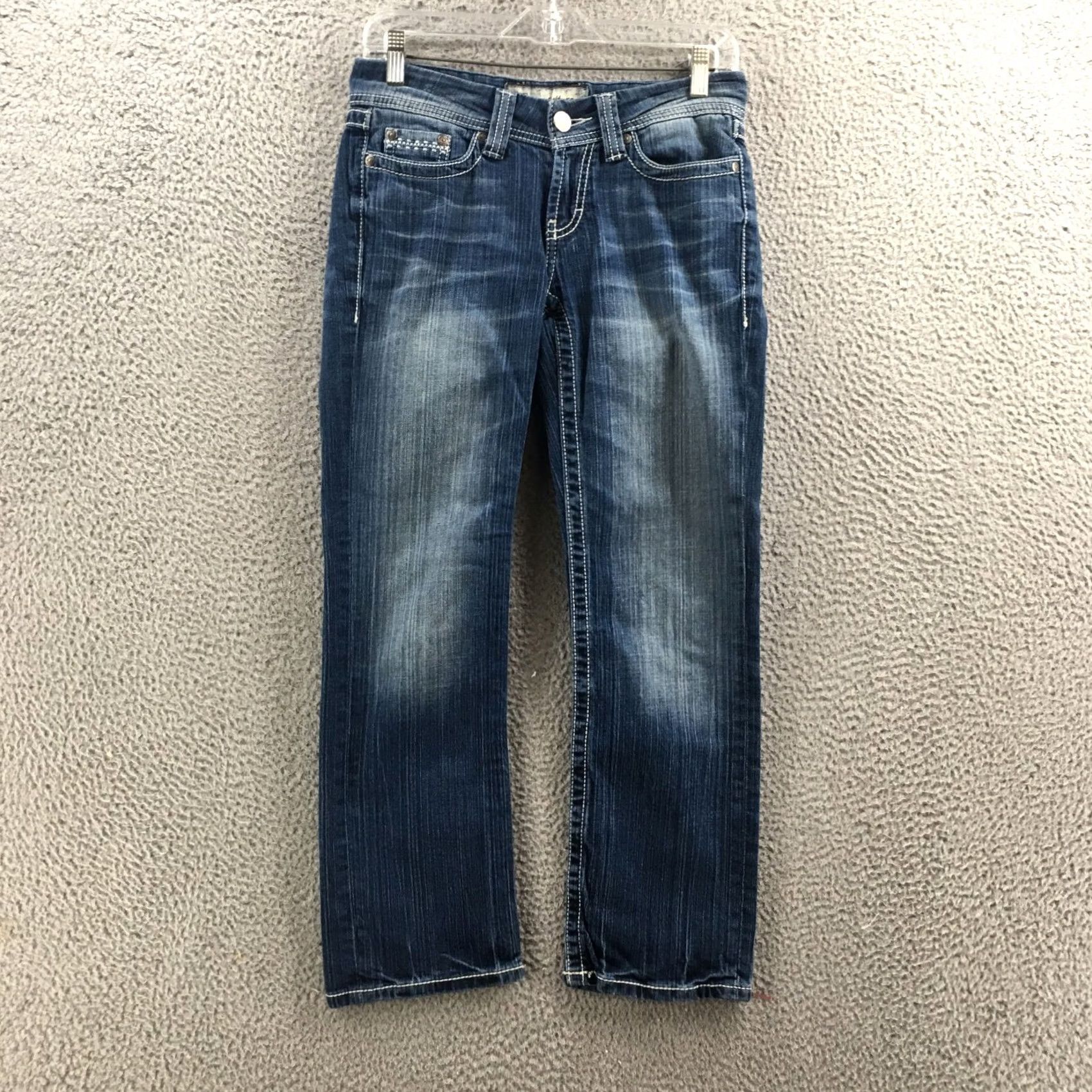Vintage BKE Cropped Jeans Women 27 (30x26) Blue Denim Cotton Blend Low Rise Zip Size 27" / US 4 / IT 40 - 2 Thumbnail