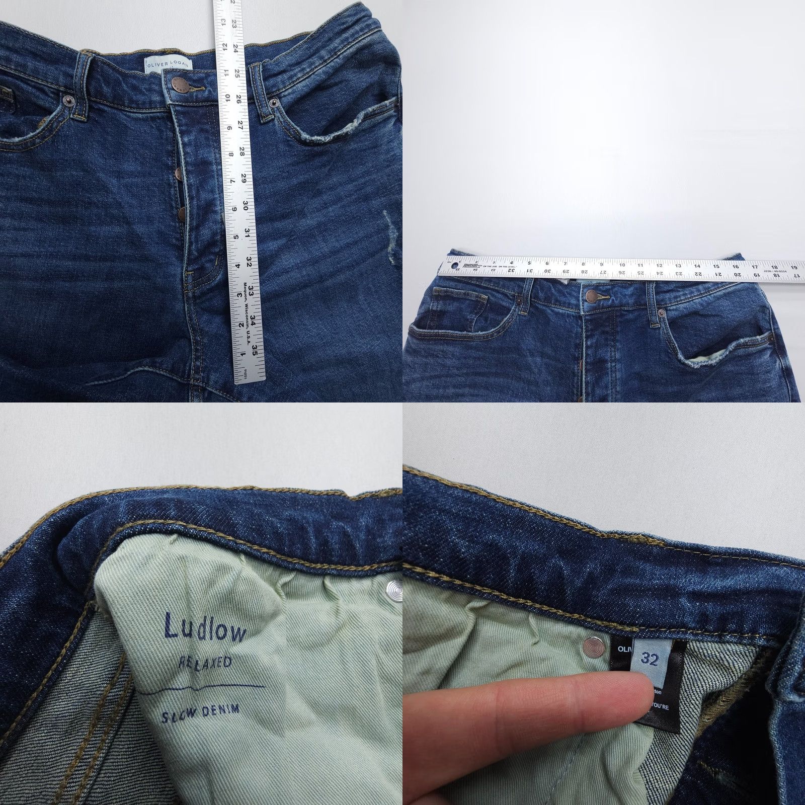 Olive Oliver Logan Jeans 32 Ludlow Relaxed Denim Button Fly Mid Rise Dark Blue Women's Jeans Size 24" / US 00 / IT 34 - 8 Thumbnail