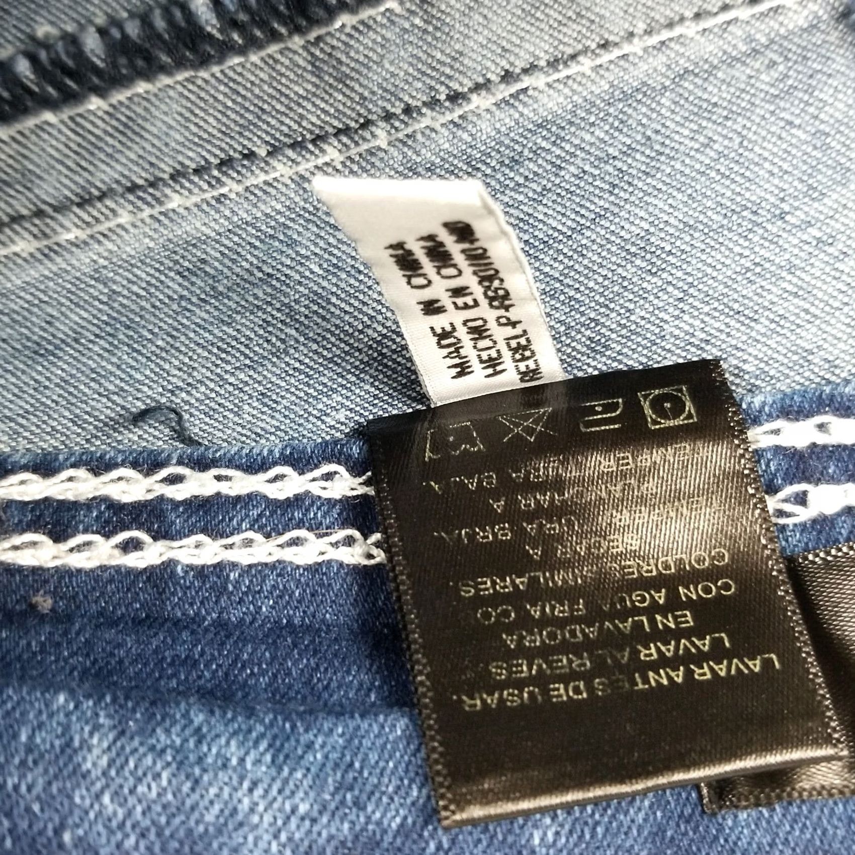 Denime R3bel Jeans Bootcut Denim Distressed 27x30 NWT Women Adults 9/27 Blue Embl Ellished Stones Size US 27 - 5 Thumbnail