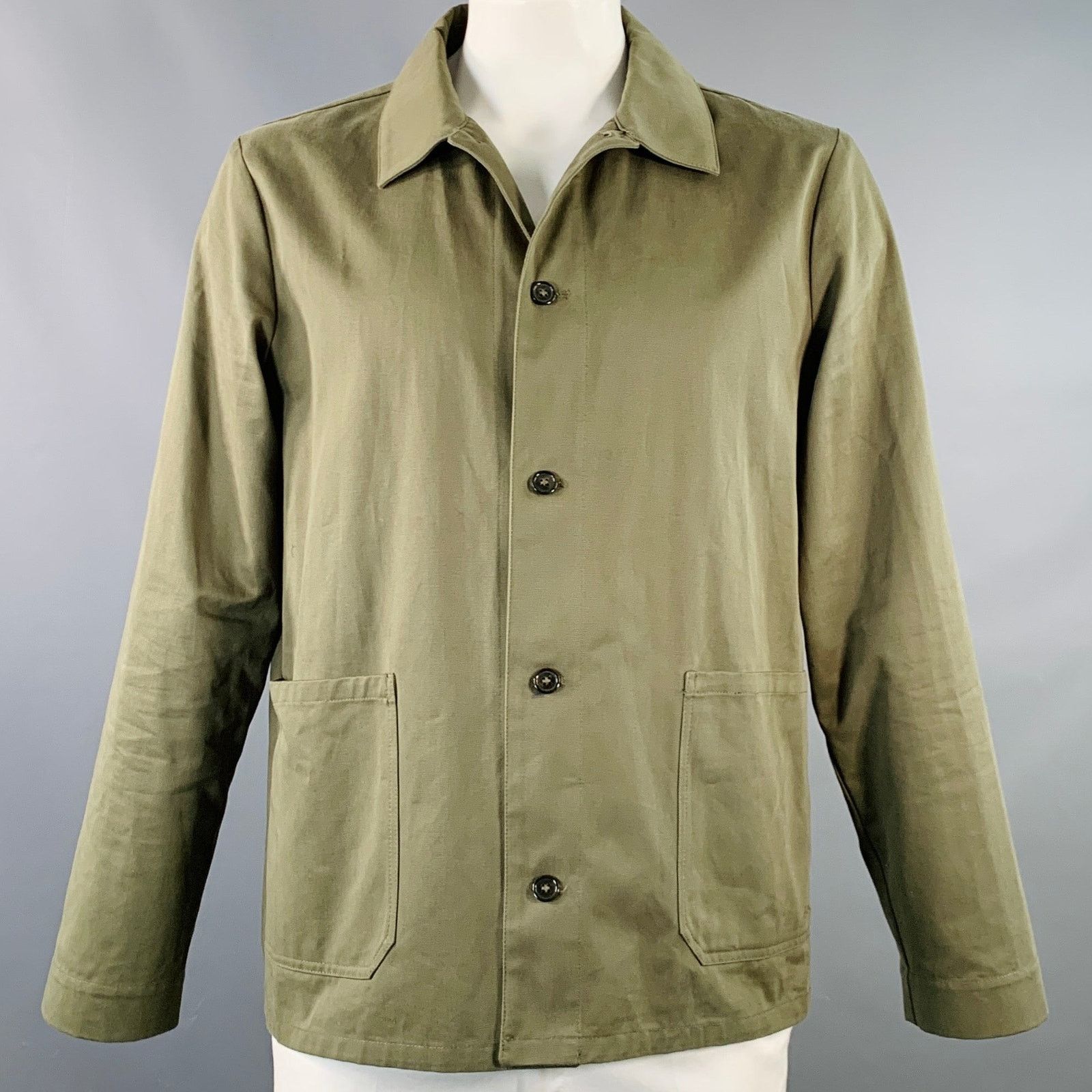 A.P.C. A.P.C. Size XL Green Olive Twill Cotton Two Pockets Jacket Size US XL / EU 56 / 4 - 1 Thumbnail