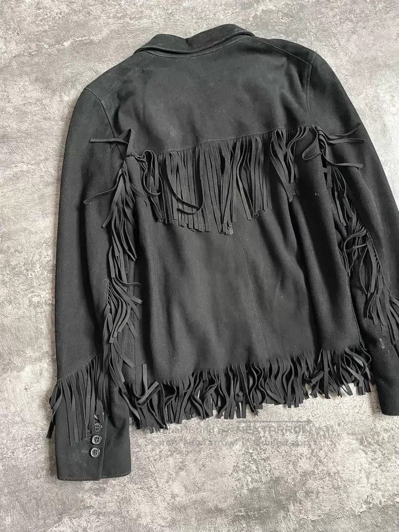 Saint Laurent Paris Saint Laurent Paris Black Suede Fringe Jacket Size XS / US 0-2 / IT 36-38 - 7 Thumbnail