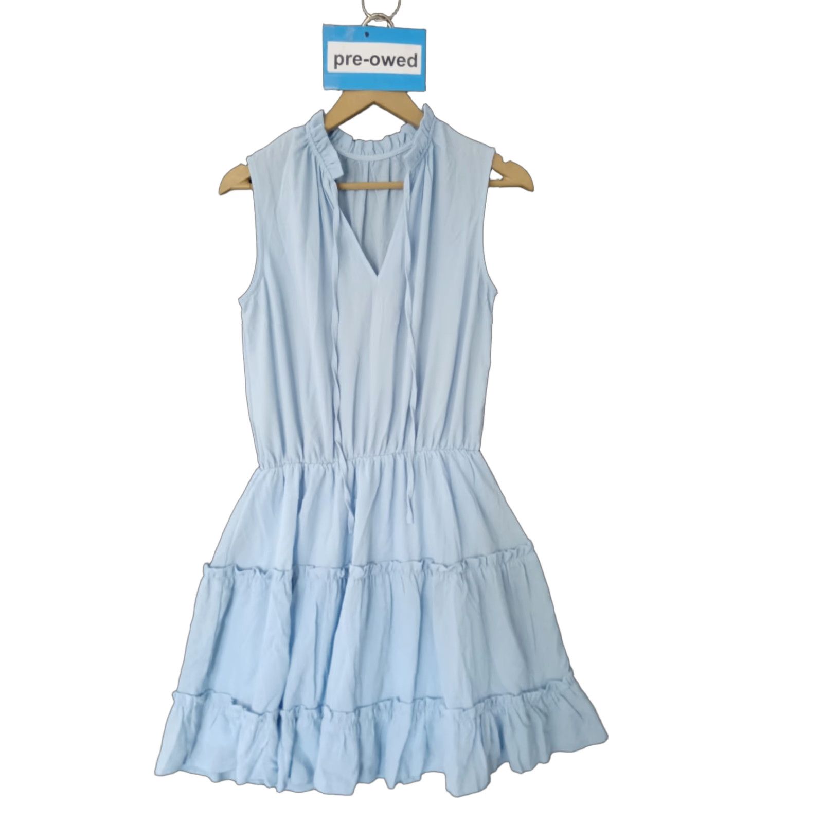 Vintage VINTAGE Women's V-Neck Pleated Sleeveless Mini Dress Blue M Dress Womens Pleated Sleeveless Mini Dress Blue M Vintage Size M / US 6-8 / IT 42-44 - 1 Thumbnail