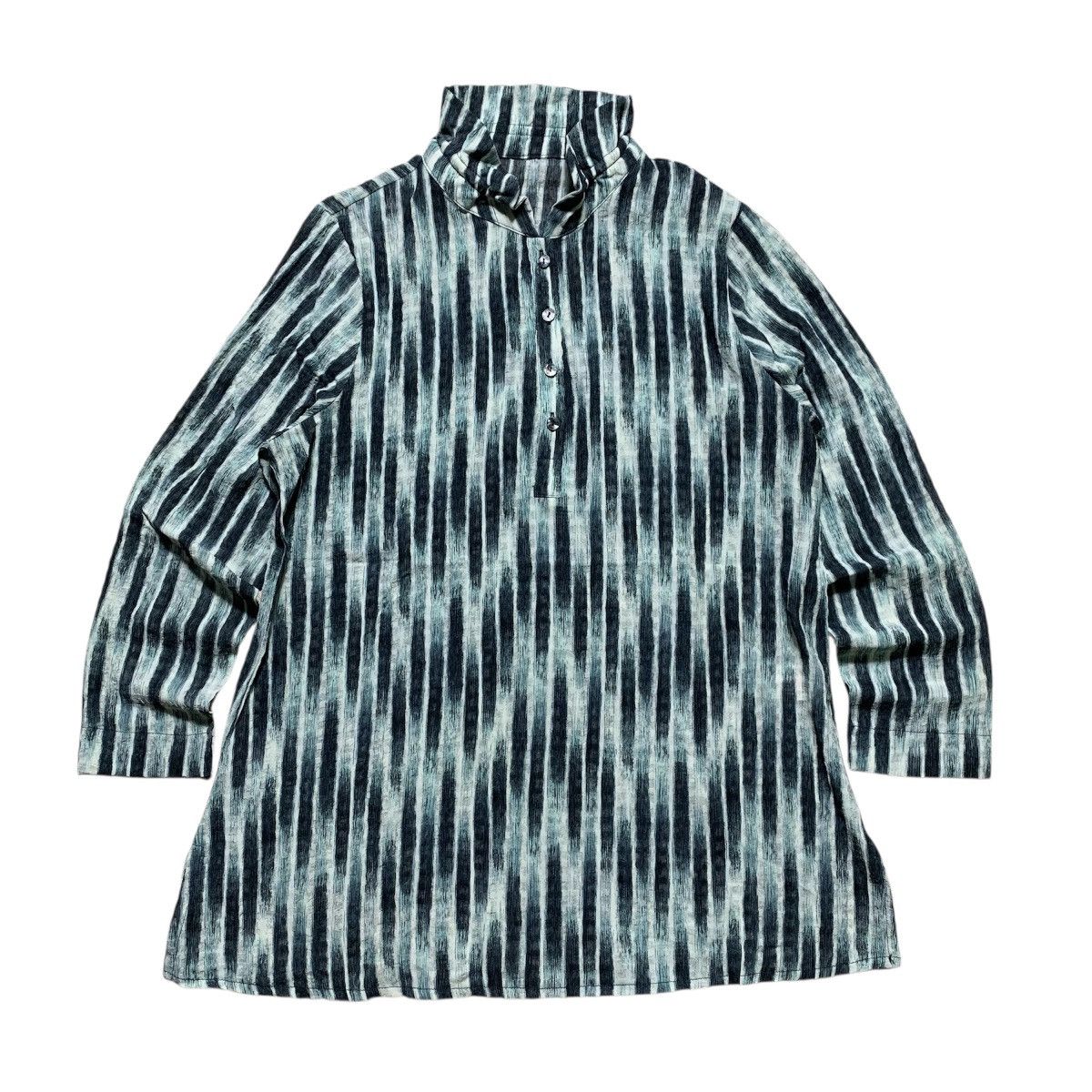 Japanese Brand Vtg 90s White Horse Pleast Black White Teal Stripe High Neck Size L / US 10 / IT 46 - 2 Thumbnail