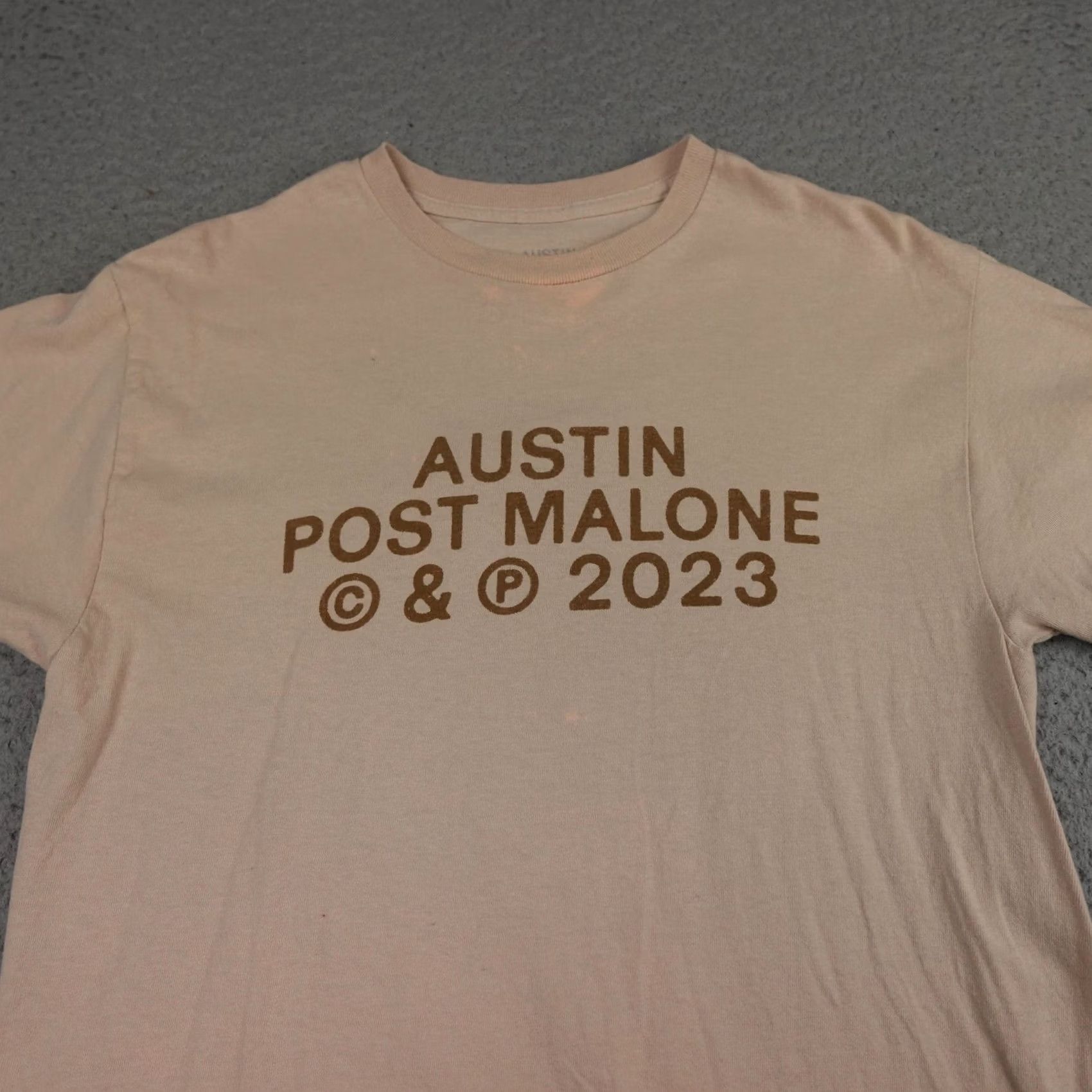 Vintage Post Malone Shirt Mens Medium Beige 2023 Tour Dates Austin Concert Tee T-Shirt Size US M / EU 48-50 / 2 - 4 Thumbnail