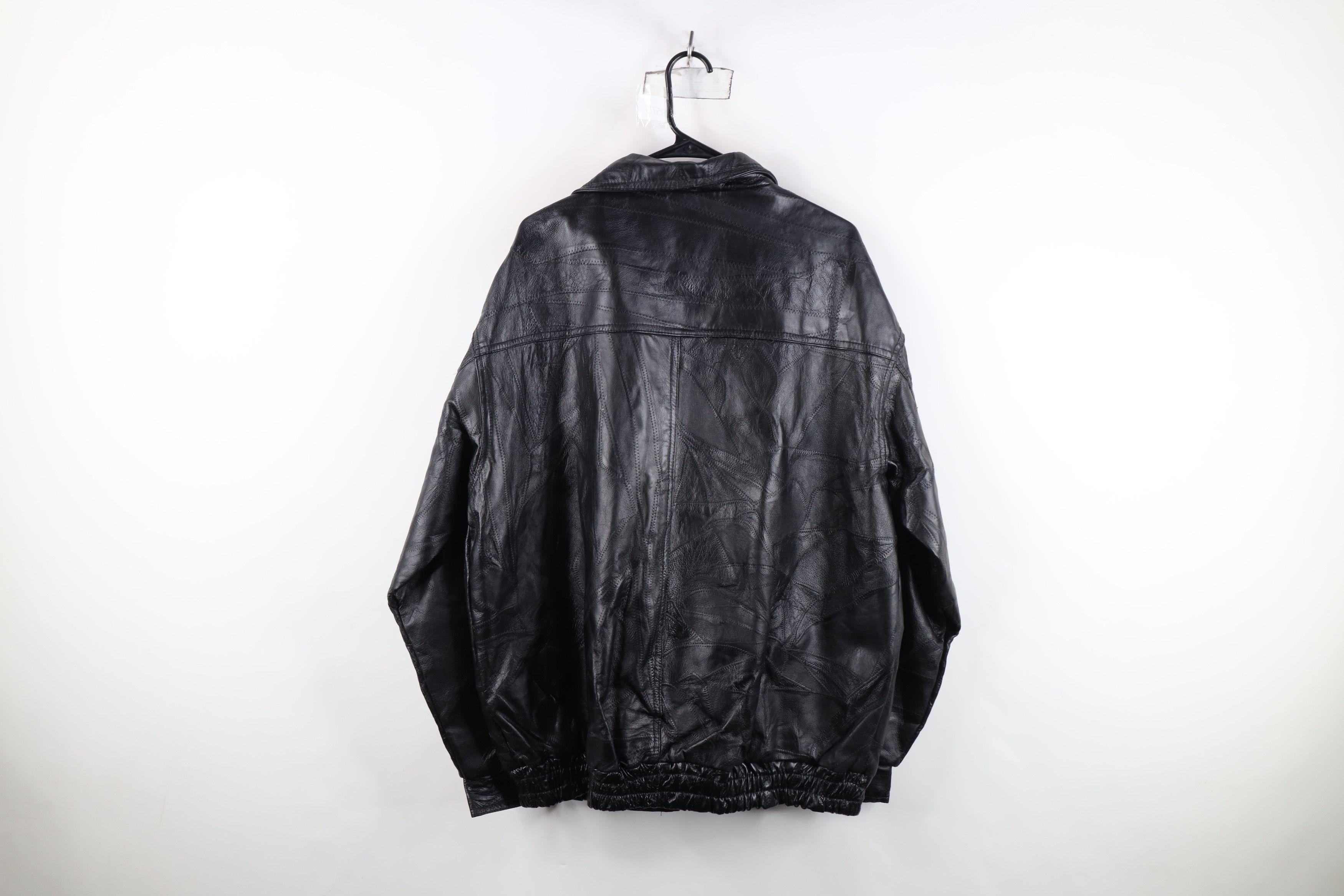 Vintage Vintage 90s Streetwear Patchwork Leather Bomber Jacket Black Size US XL / EU 56 / 4 - 12 Thumbnail
