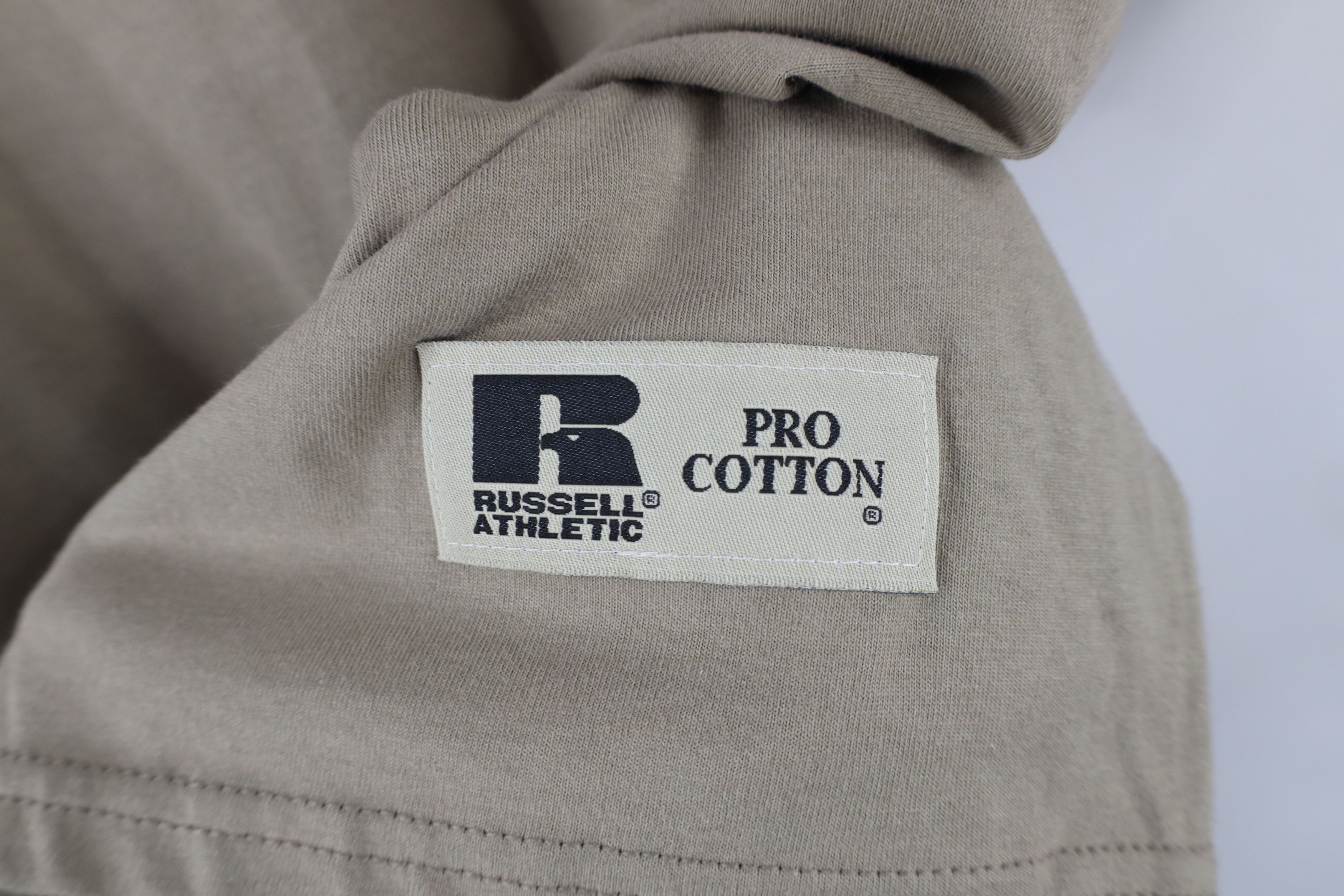 Russell Athletic × Vintage Vintage 90s Y2K Russell Athletic Blank Cotton T-Shirt Beige Size US L / EU 52-54 / 3 - 4 Thumbnail