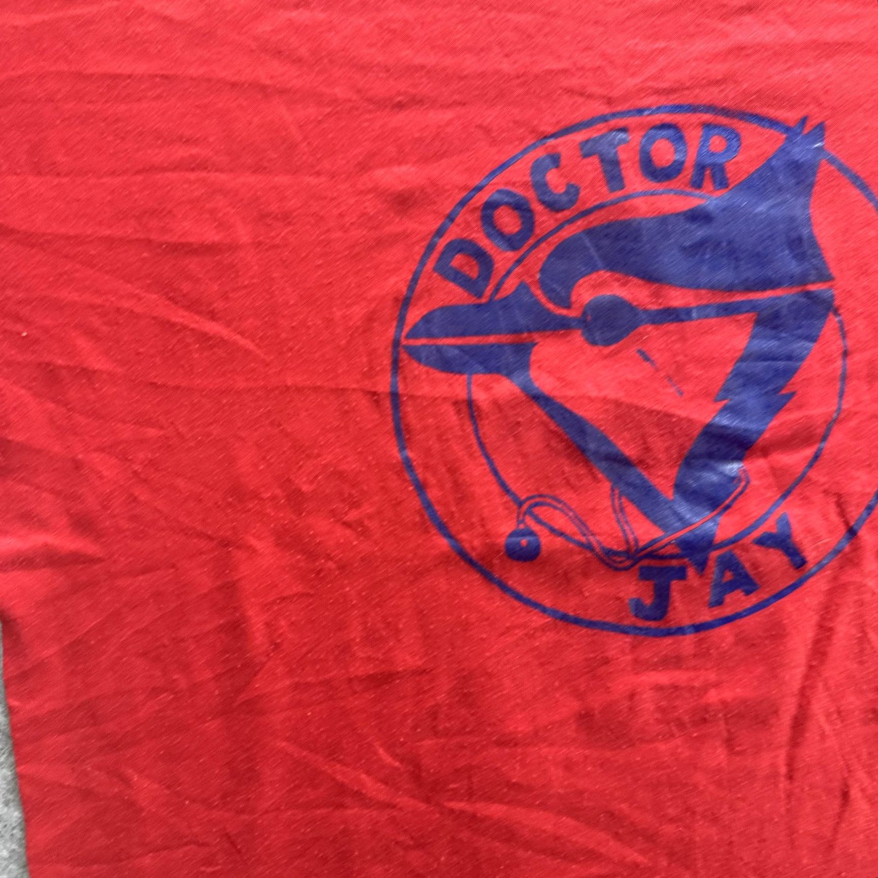 Jerzees VINTAGE Doctor Jay Shirt Jerzees Made USA Mens Large Red Blue Bird Graphic 80s Size US M / EU 48-50 / 2 - 5 Thumbnail