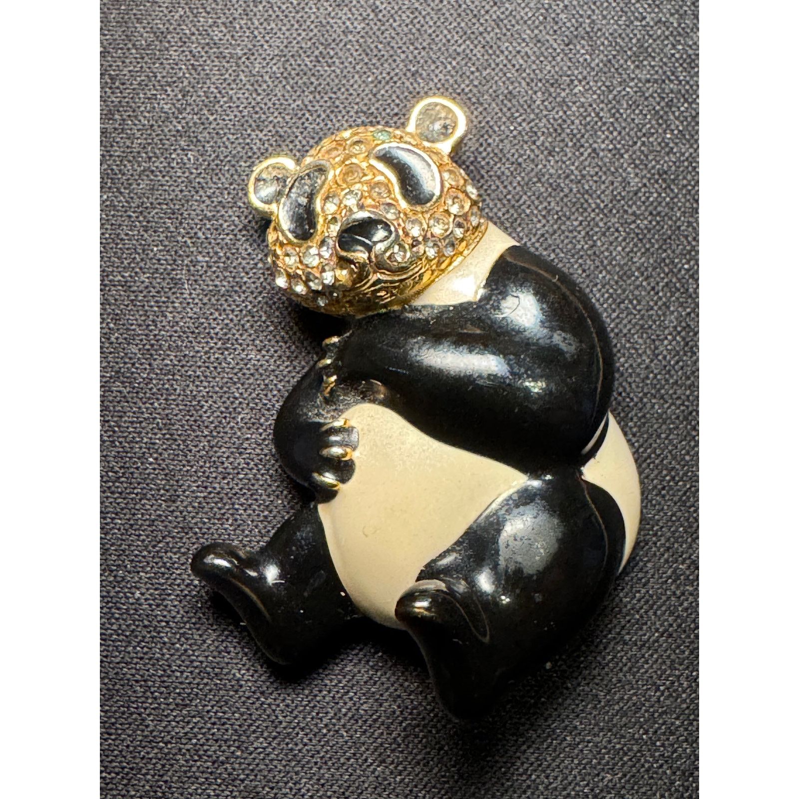 Other Vintage Enamel & Rhinestone Hugging Panda Bear Brooch Size ONE SIZE - 2 Thumbnail