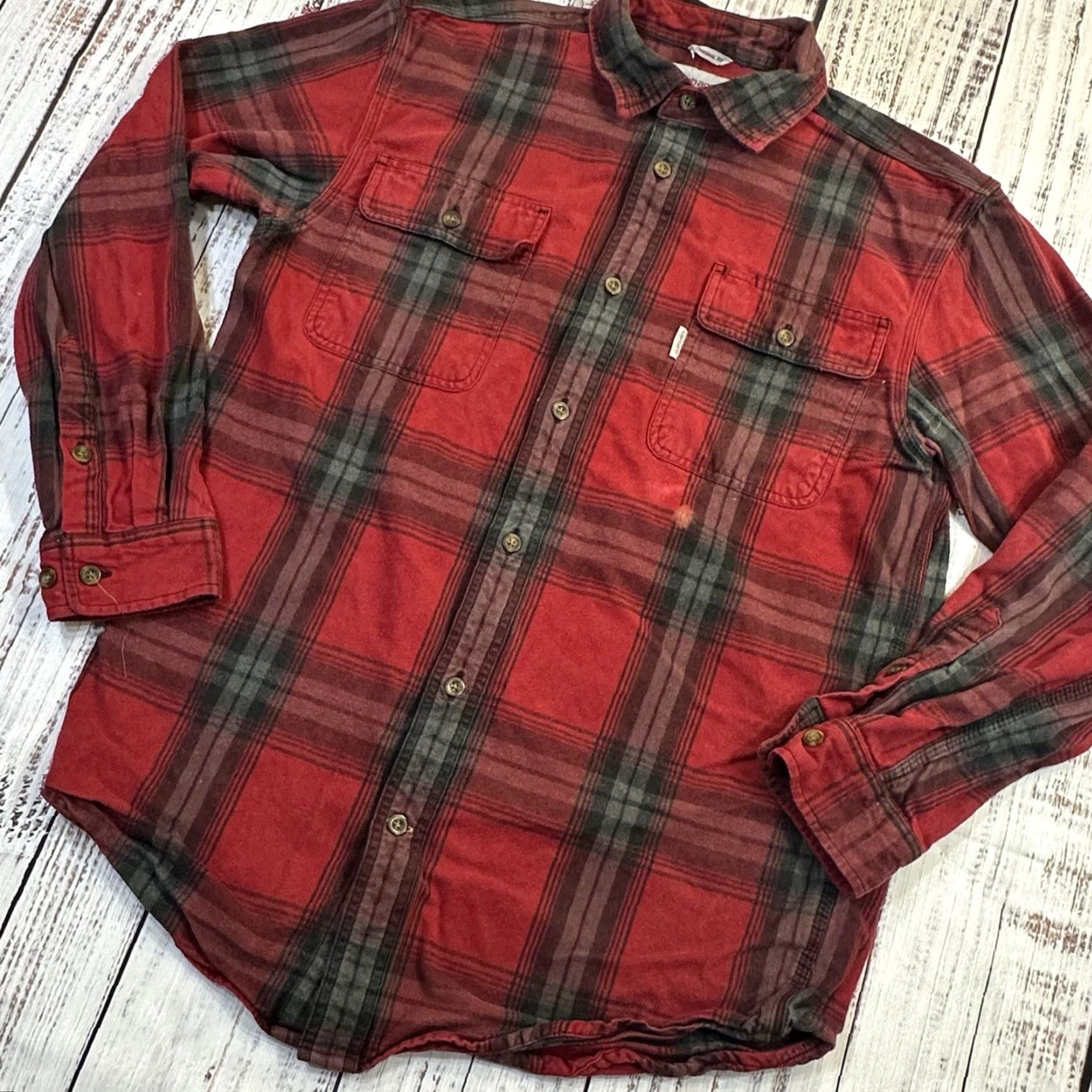 Carhartt VINTAGE Carhartt Original Fit Red Plaid Mid-Weight Flannel Button Up Men's Medium Size US M / EU 48-50 / 2 - 2 Thumbnail