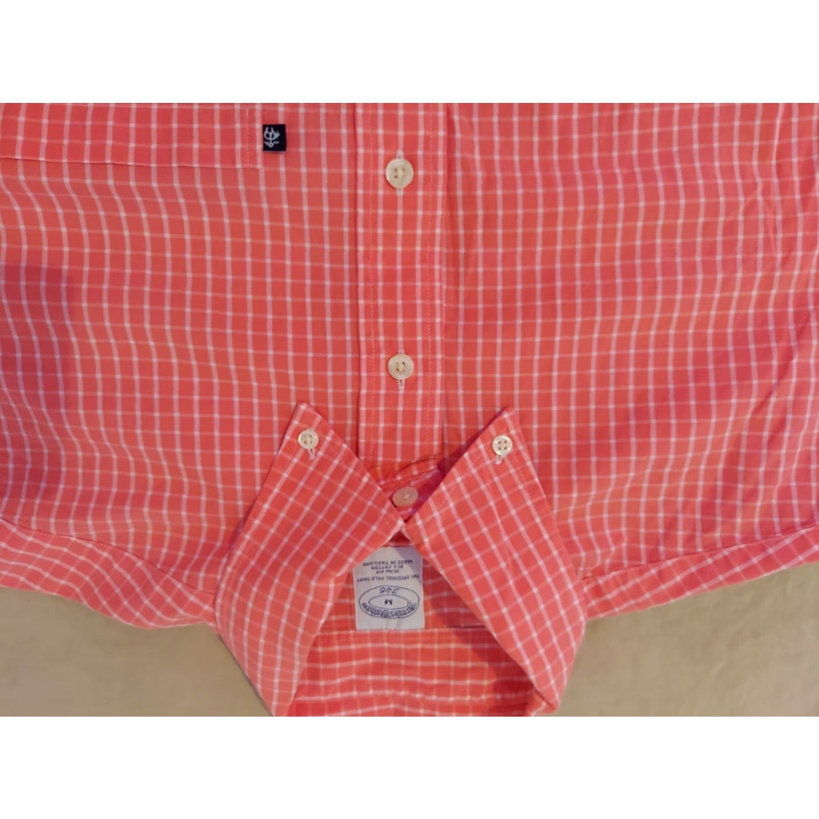 Brooks Brothers VINTAGE Brooks Brothers Dress Shirt Mens Slim Orange Cotton M Size 40R - 2 Thumbnail