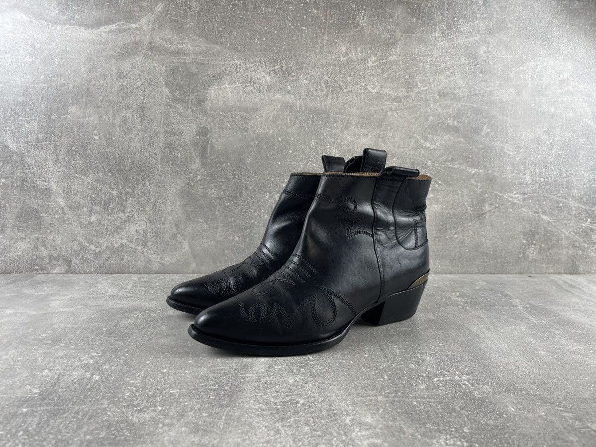 Buttero Buttero Italian Western Black Leather Cuban Heel Ankle Boots Size US 6.5 / IT 36.5 - 1 Thumbnail
