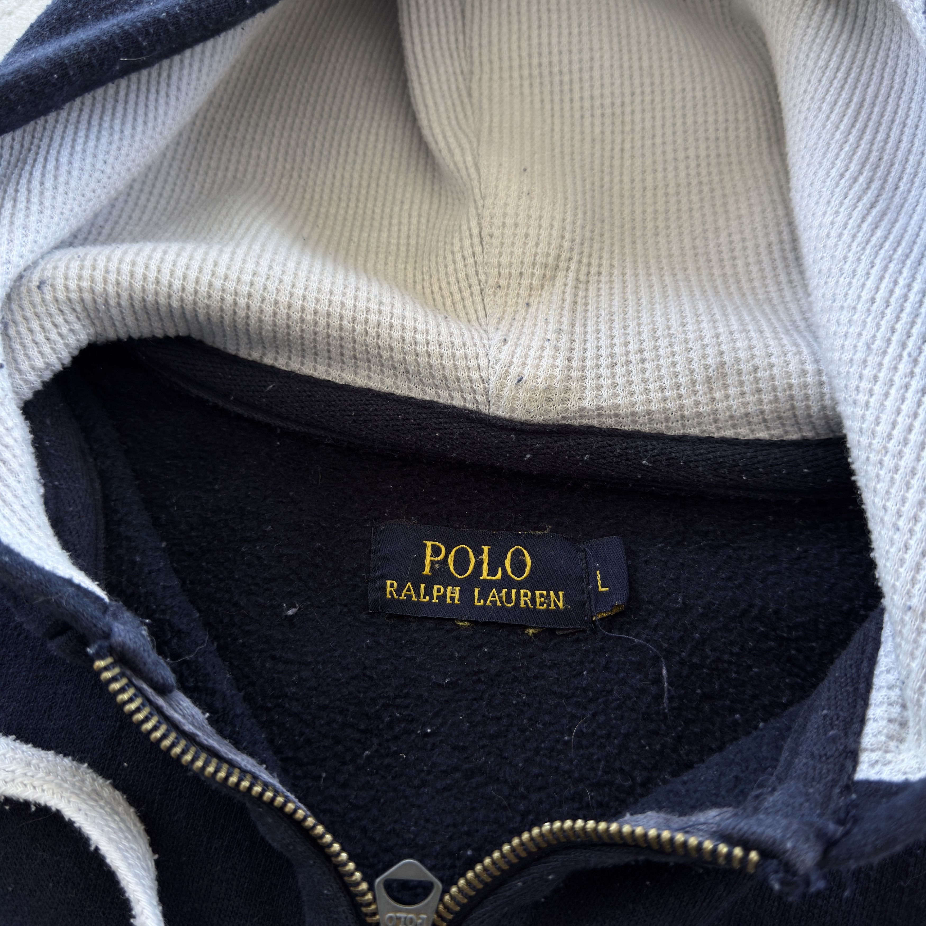 Polo Ralph Lauren Polo Ralph Lauren Waffle Lined Navy Zip Up Hoodie Size L Size US L / EU 52-54 / 3 - 5 Thumbnail
