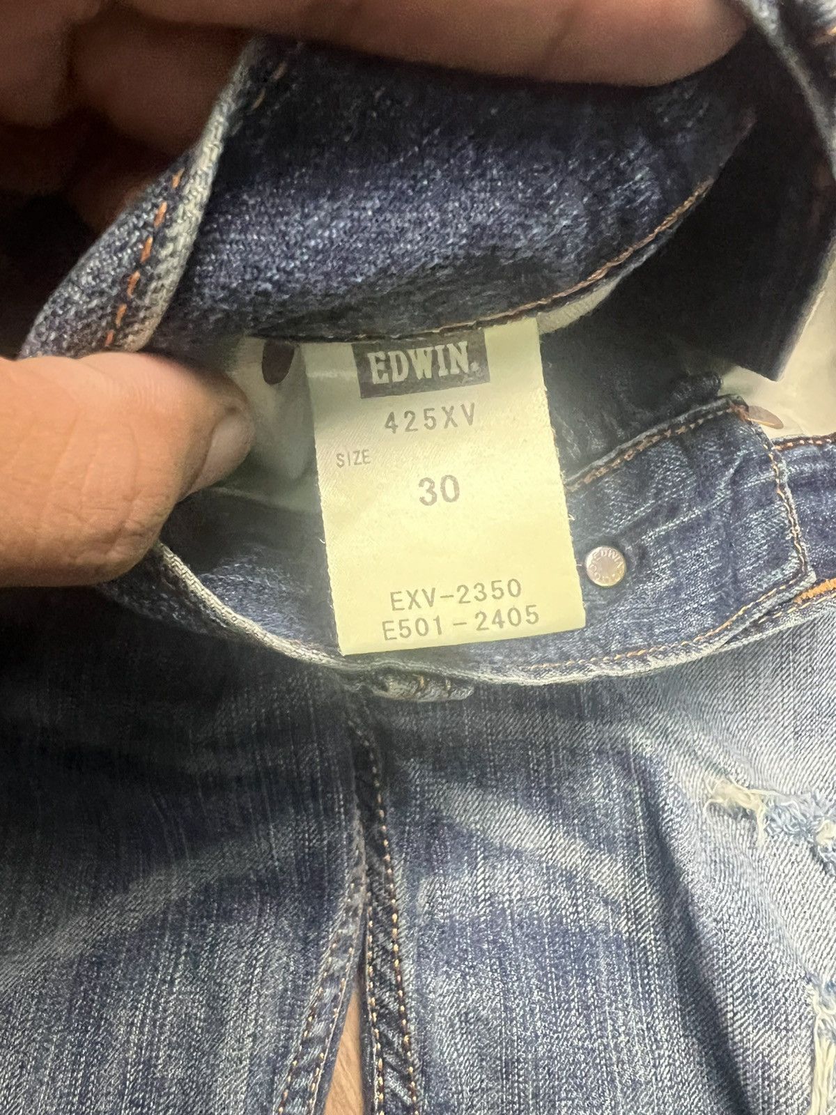 Edwin Edwin Japan Denim Ripped Distressed Relaxed Fit Jeans (42) Size US 30 / EU 46 - 12 Thumbnail