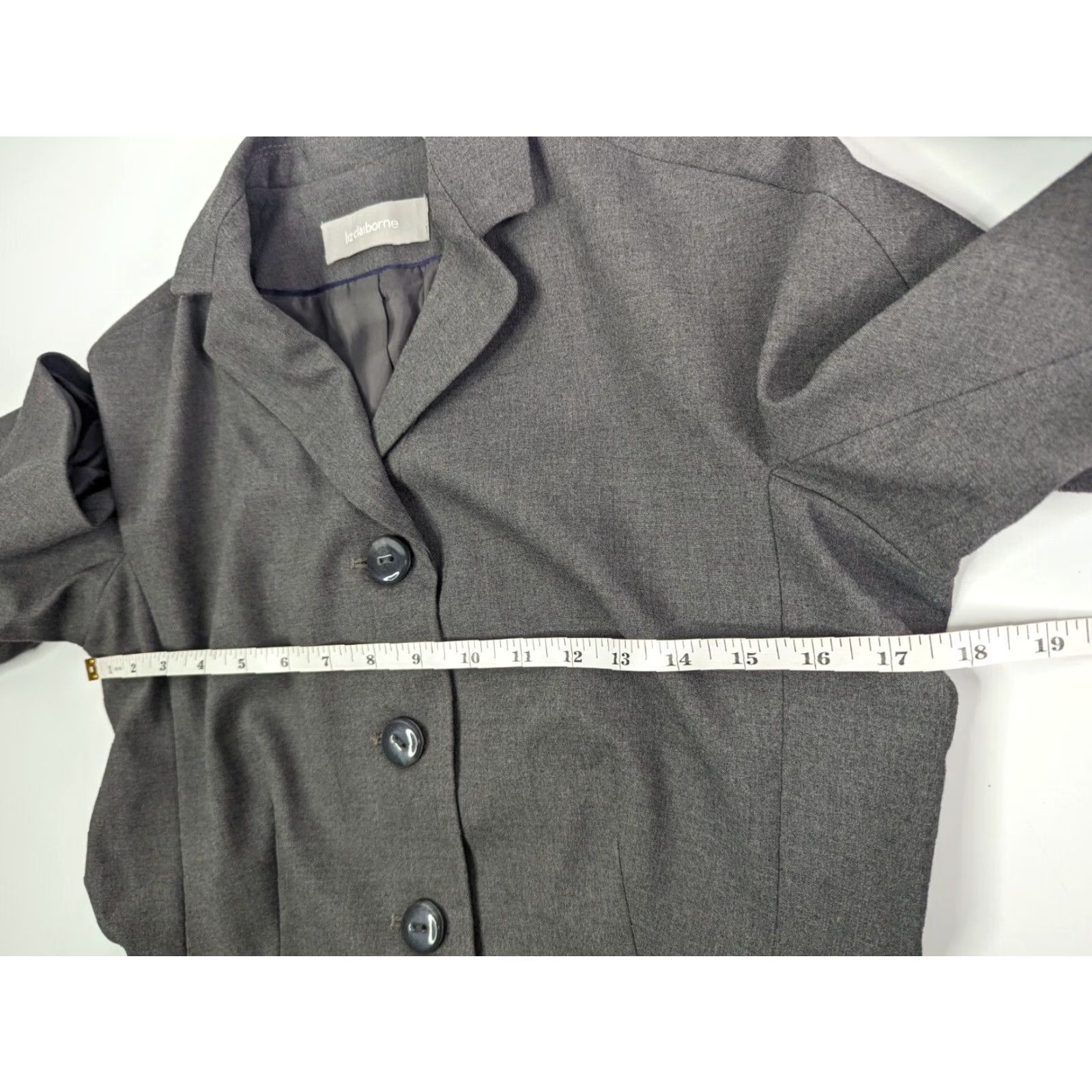 Liz Claiborne Liz Claiborne Blazer Jacket Women 8 Charcoal Gray 4-Button Notch Lapel Lined Polyester Spandex Rayon Classic Regular Sized Size M / US 6-8 / IT 42-44 - 5 Thumbnail