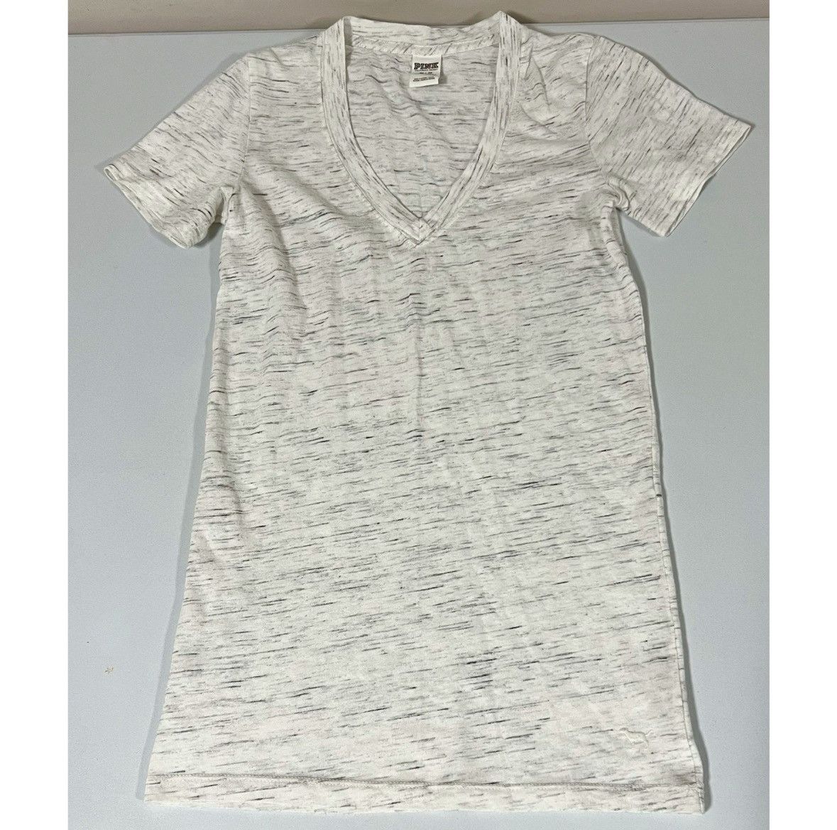 Victoria's Secret Victoria’s Secret PINK Marled V-Neck T-Shirt Top Tee XS 🩶 Size XS / US 0-2 / IT 36-38 - 2 Thumbnail