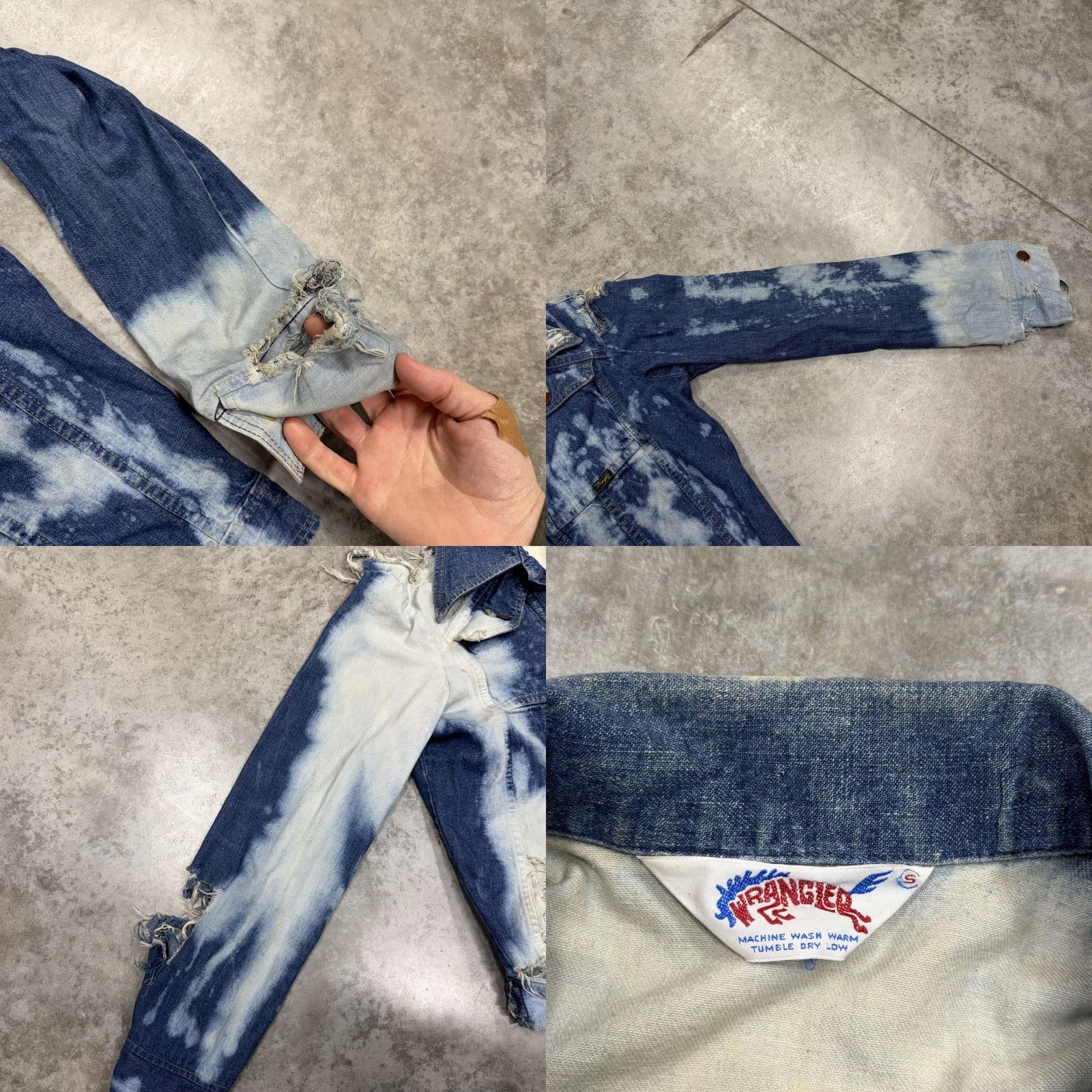 Wrangler VINTAGE Wrangler Jacket Mens Small Blue Denim Western Bleached thrashed 70s Size US S / EU 44-46 / 1 - 8 Thumbnail