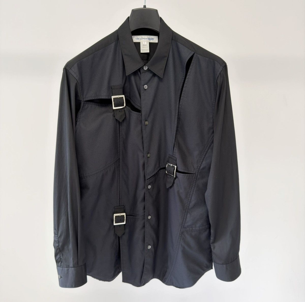 Comme des Garcons Black Patch Work Bondage Strap Shirt Size US M / EU 48-50 / 2 - 1 Thumbnail