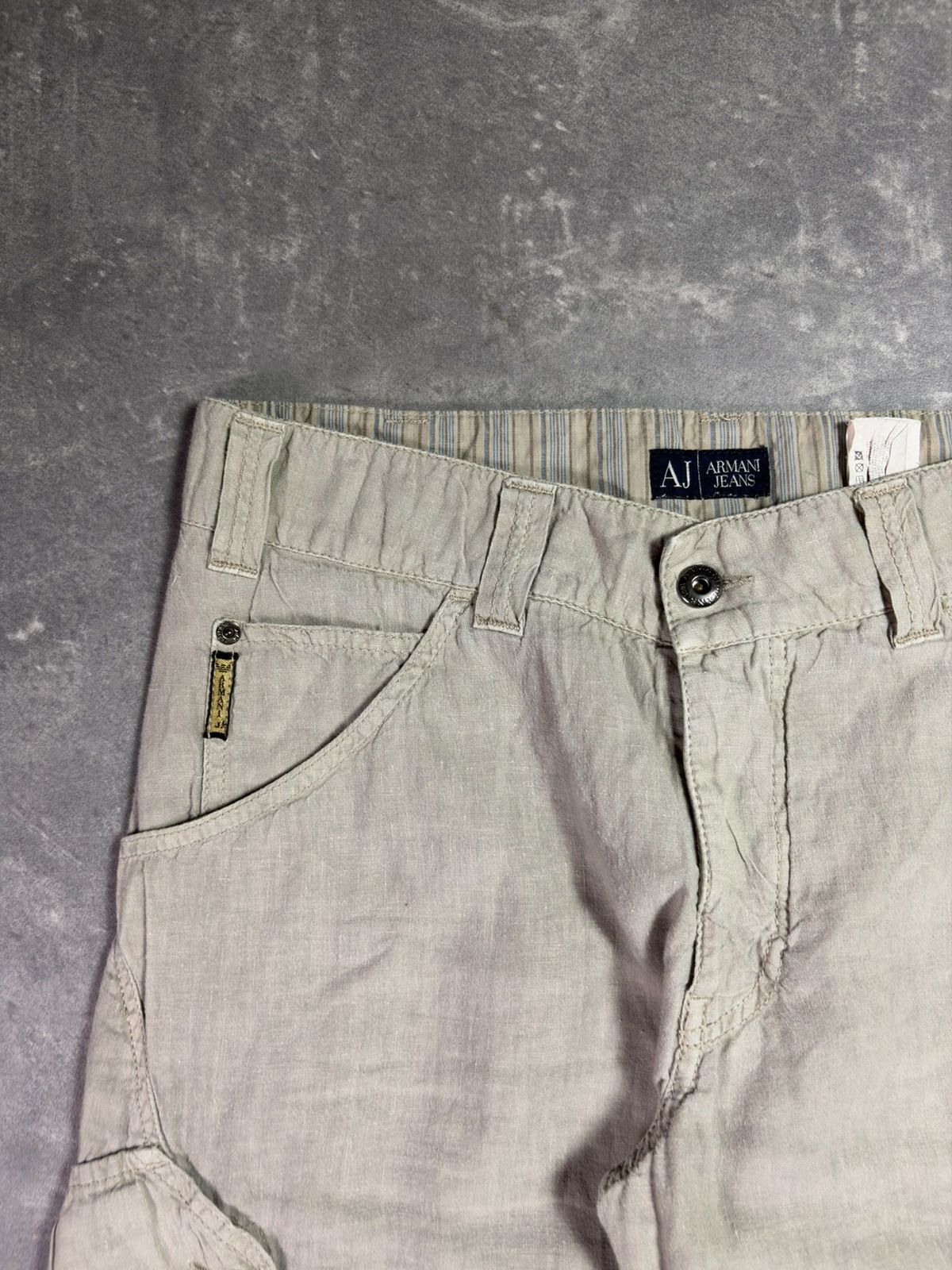 Armani 00s Armani Jeans Linen Flared Wide Leg Assymetrical Pants 32 Size US 32 / EU 48 - 7 Thumbnail