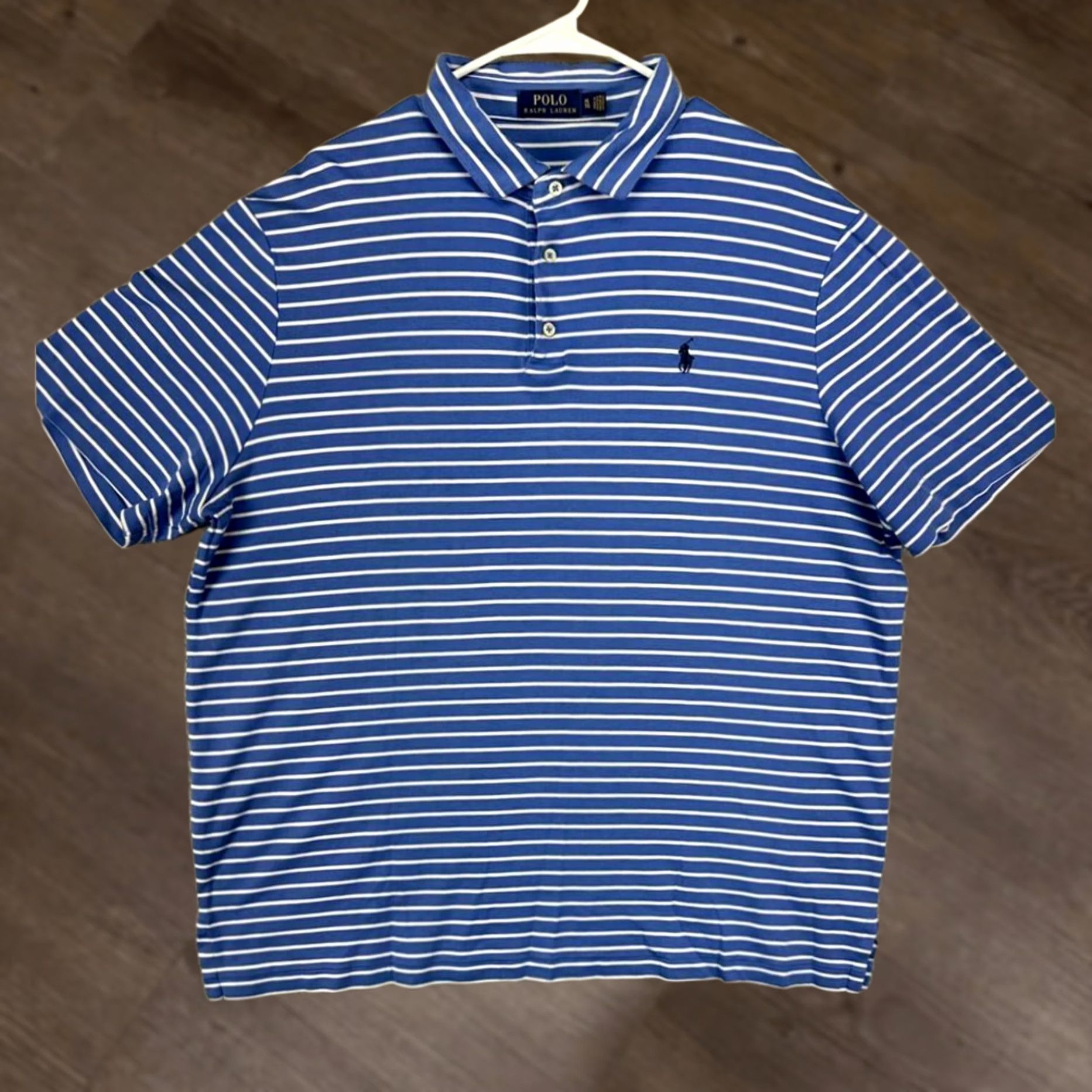 Polo Ralph Lauren Polo Ralph Lauren Polo Shirt Mens XL Blue/White Striped Pony Rugby Casual Adult Size US XL / EU 56 / 4 - 1 Thumbnail