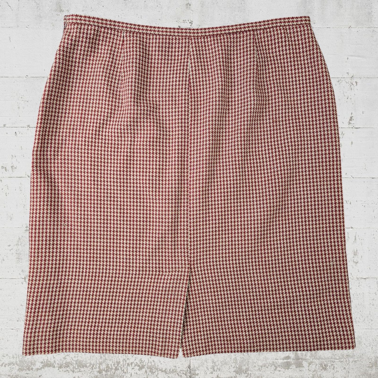 Ann Taylor Vintage Red Houndstooth Pencil Skirt Size 14 Size 36" / US 14 / IT 50 - 7 Thumbnail
