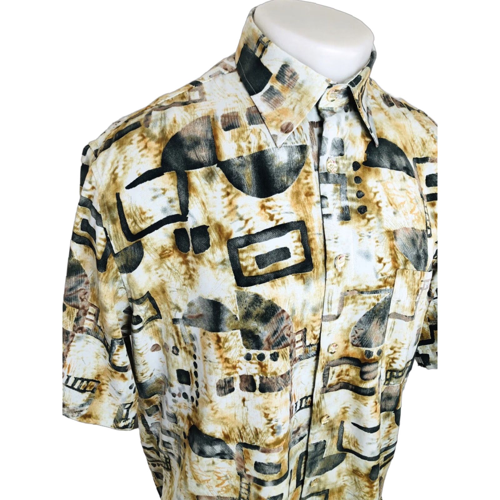 George GEORG ROTH Germany Abstract Geometric Lg. Shirt Mens Short Sleeve Button-Up Multicolor Geometric Pattern Angel Decade 90s? (adjusted) Size US L / EU 52-54 / 3 - 1 Thumbnail