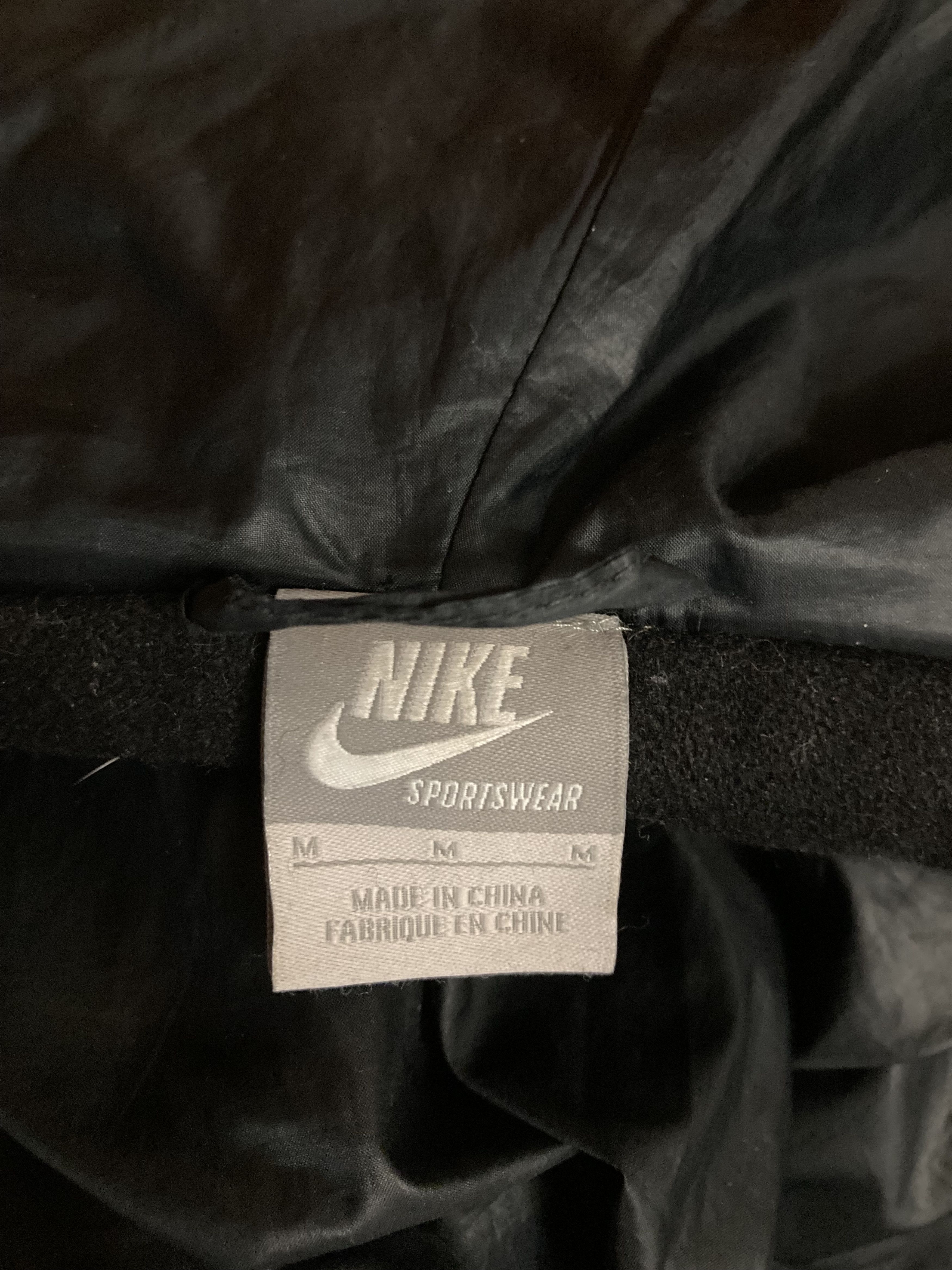 Nike × Vintage Vintage Nike Bomber Hooded Jacket Wool Black Insulated Size US M / EU 48-50 / 2 - 3 Thumbnail