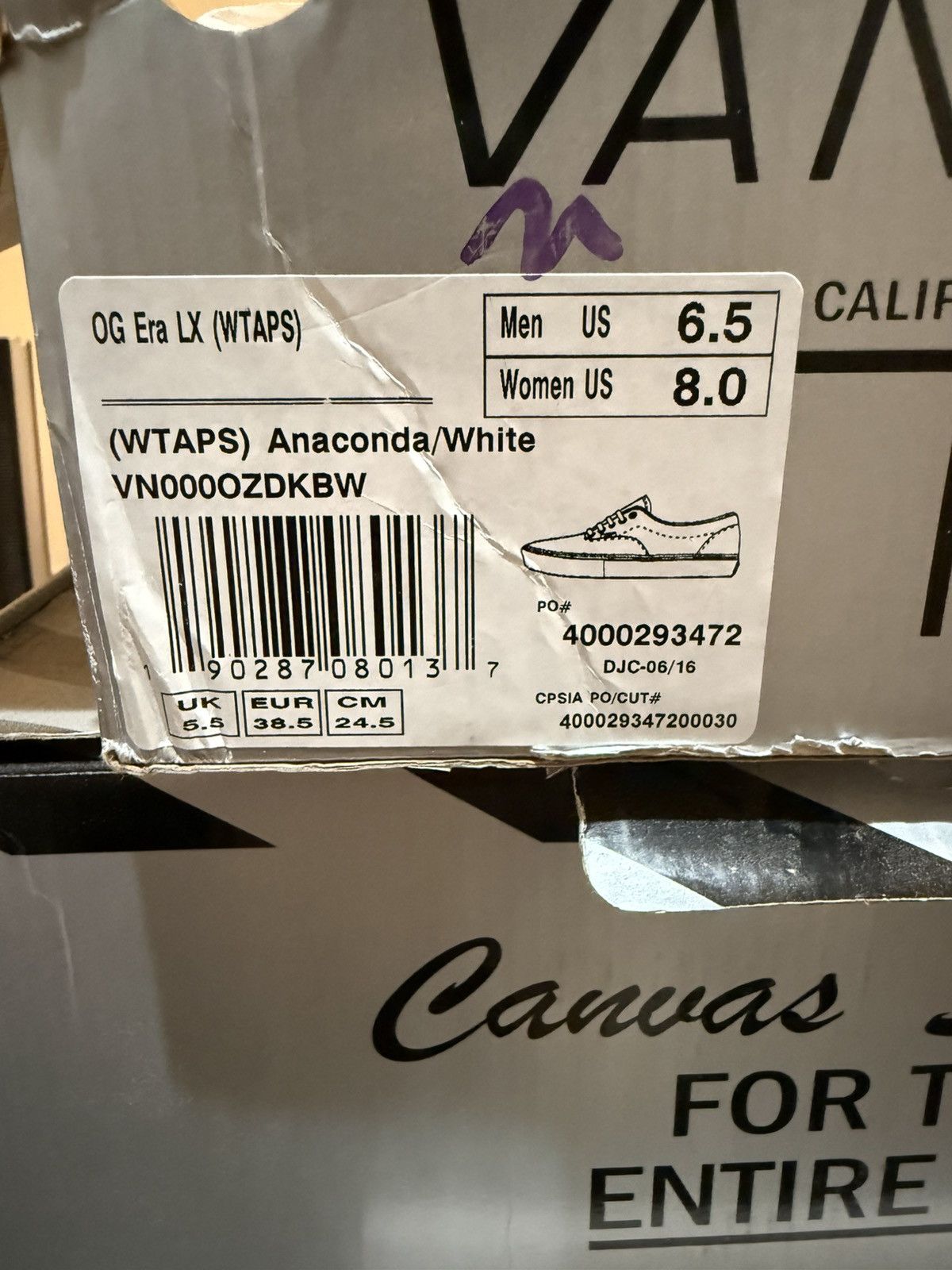 Vans × Wtaps VANS x WTAPS OG ERA LX ANACONDA WHITE SZ 6.5 Size US 6.5 / EU 39-40 - 11 Thumbnail