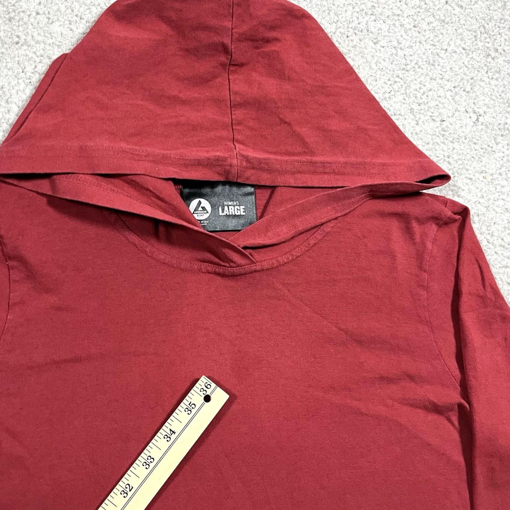 Vintage American Giant Womens L Red Hoodie Sweatshirt Cotton USA Outdoor Pullover Size L / US 10 / IT 46 - 2 Thumbnail