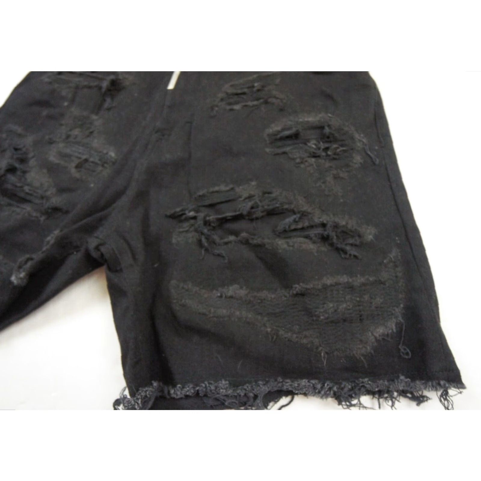 Vintage Represent Mens Denim Shorts 30 Black Shredded Distressed Stretch Cotton Spandex Mens Size US 30 / EU 46 - 5 Thumbnail