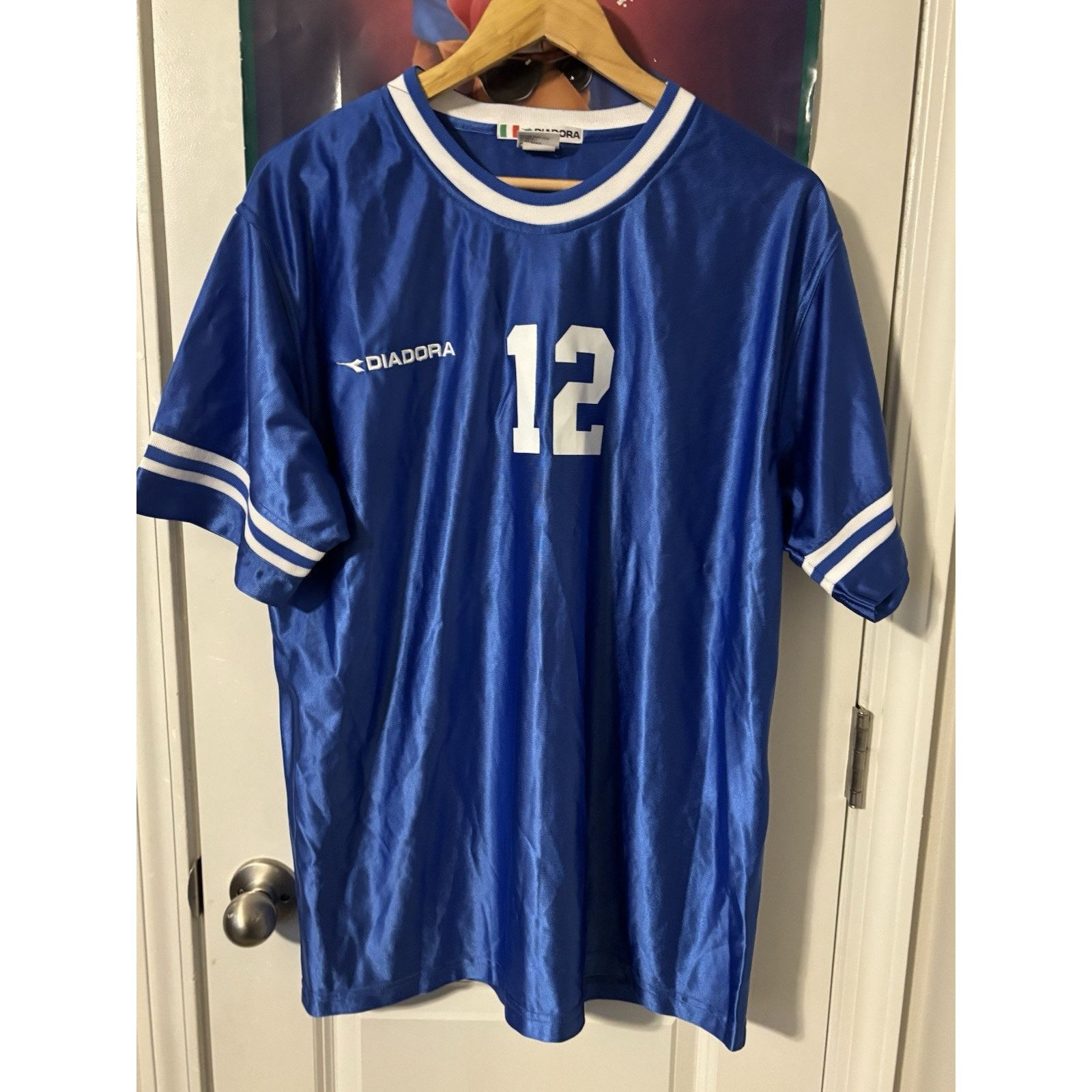 Vintage #12 diadora jersey blue Large L Size US XL / EU 56 / 4 - 1 Thumbnail