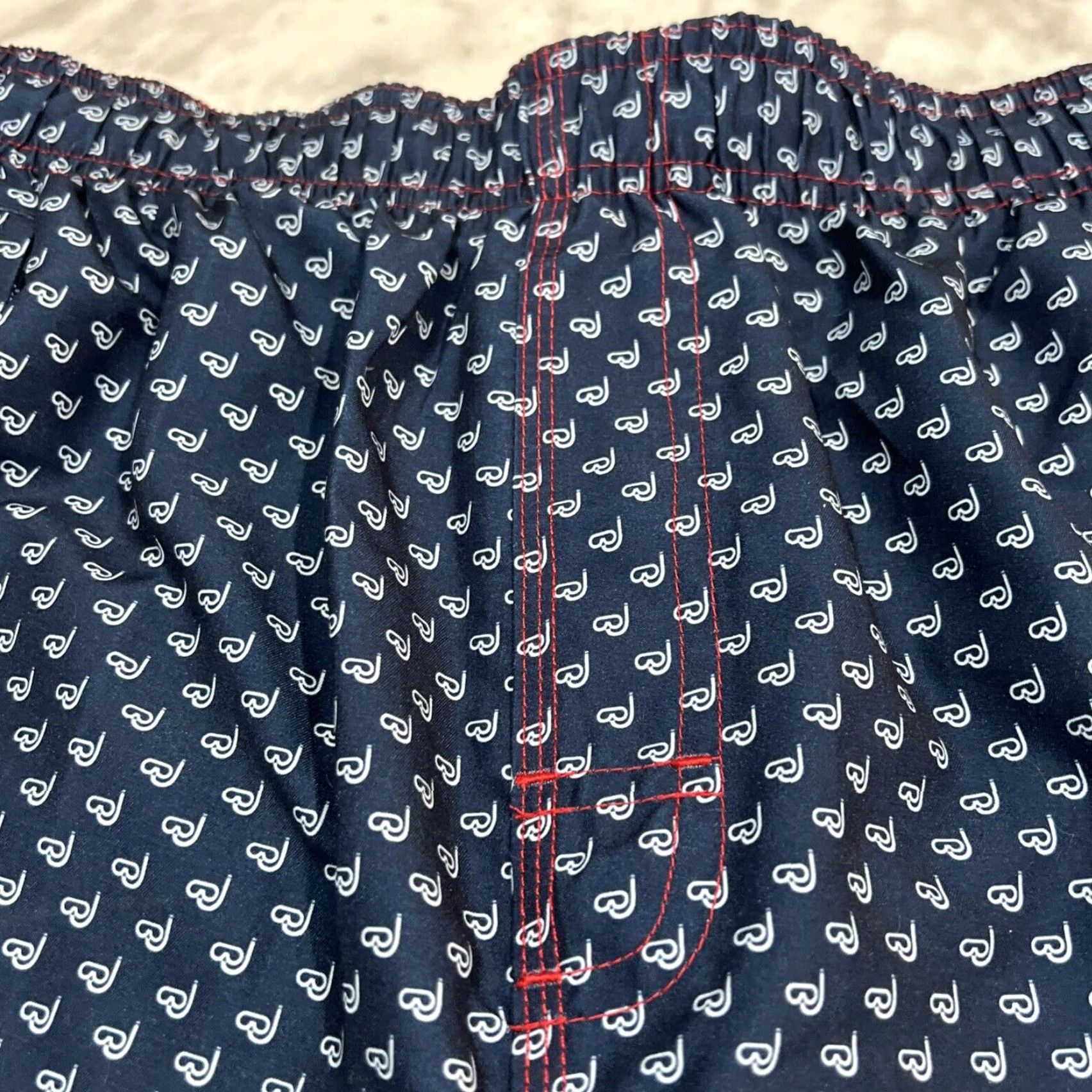 Nat Nast Nat Nast Lined Swim Trunks Men’s XL Navy Drawstring Pockets Snorkel Swim Bottom Geometric Beach Size ONE SIZE - 4 Thumbnail