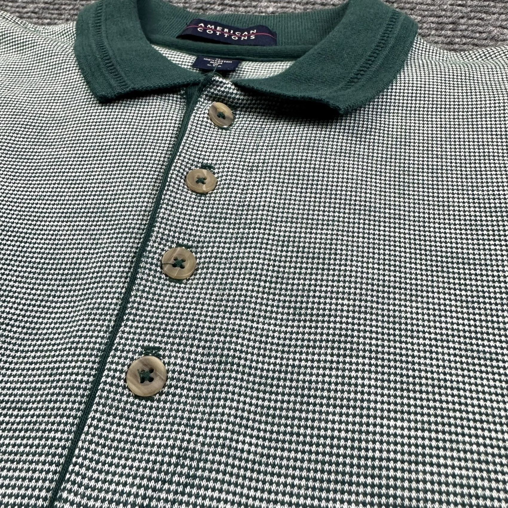 Vintage VINTAGE American Cottons Polo Shirt XL Adults 90s Green/White Short Sleeve 100% Cotton Polo Mens Size US XL / EU 56 / 4 - 8 Thumbnail